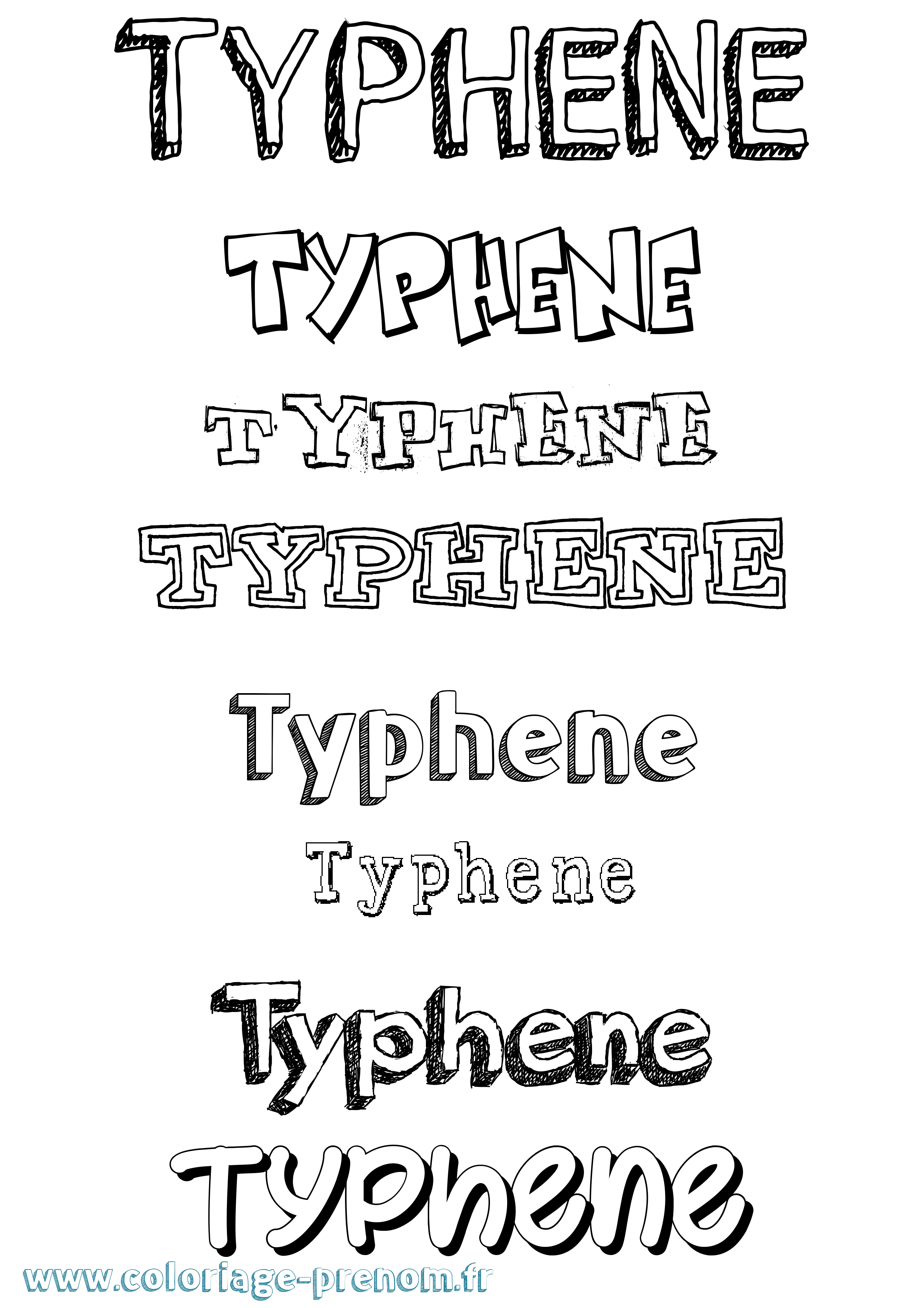 Coloriage Typhene Dessiné Coloriage prénom Typhene Dessiné