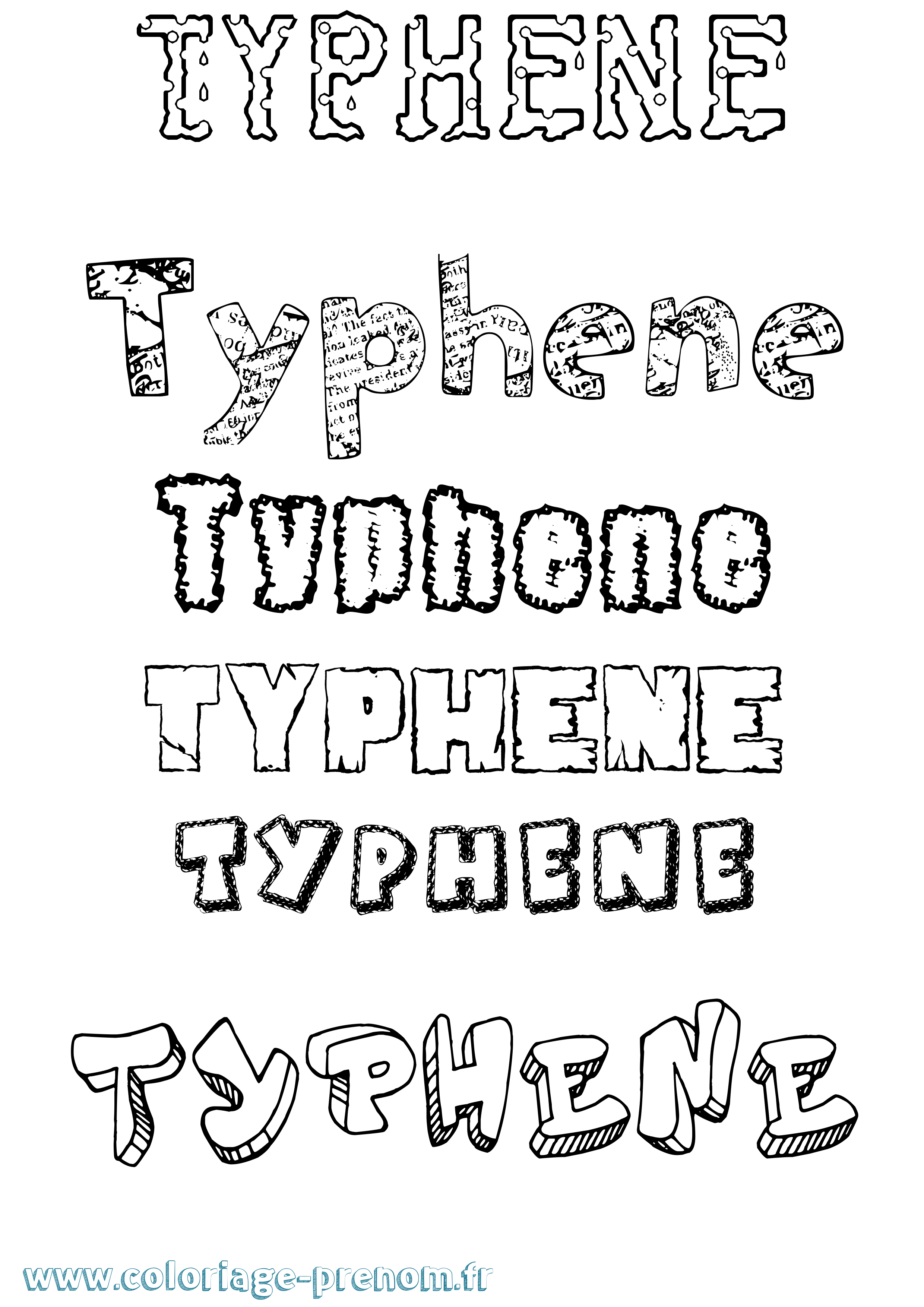 Coloriage Typhene Destructuré Coloriage prénom Typhene Destructuré
