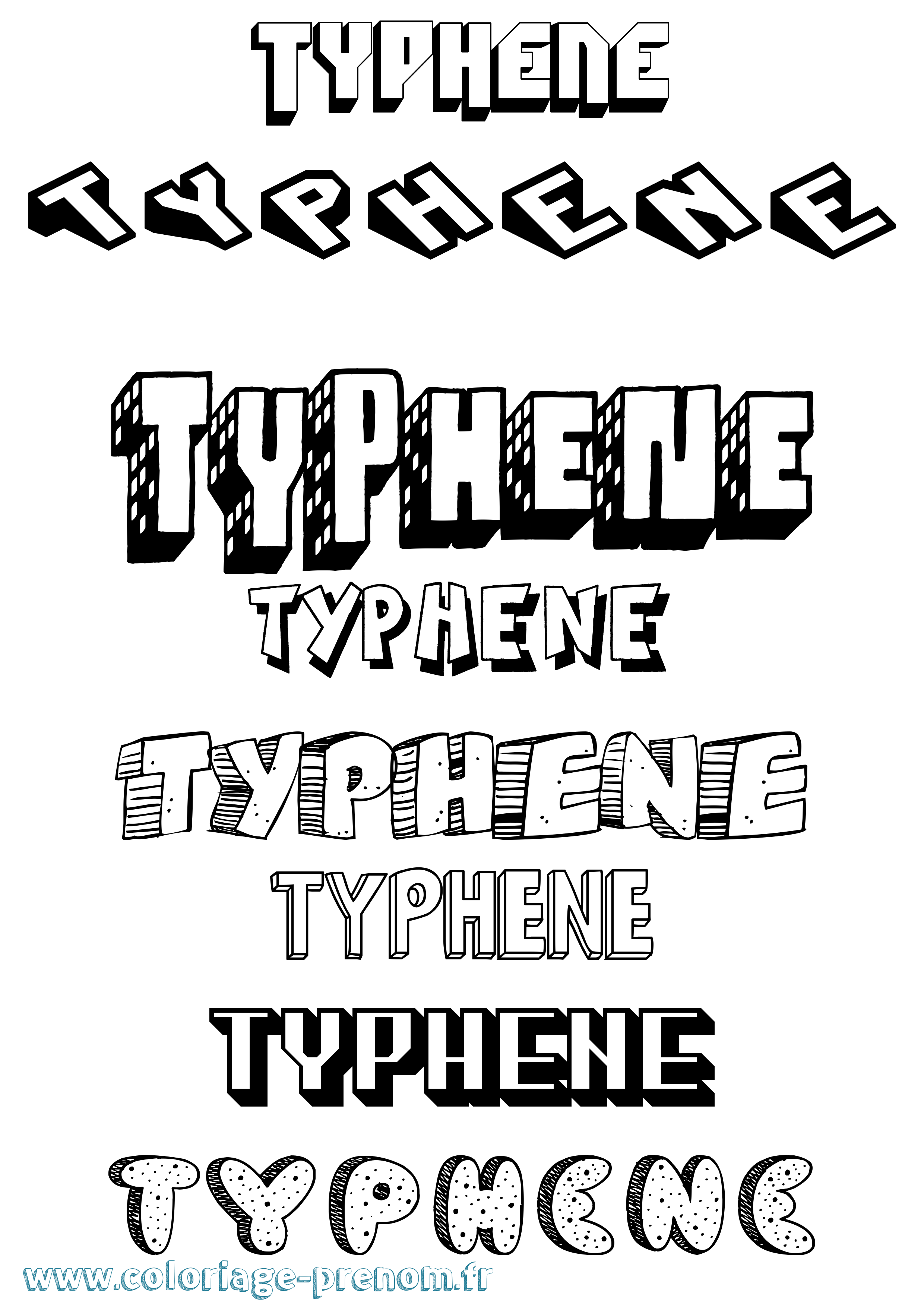 Coloriage Typhene Effet 3D Coloriage prénom Typhene Effet 3D