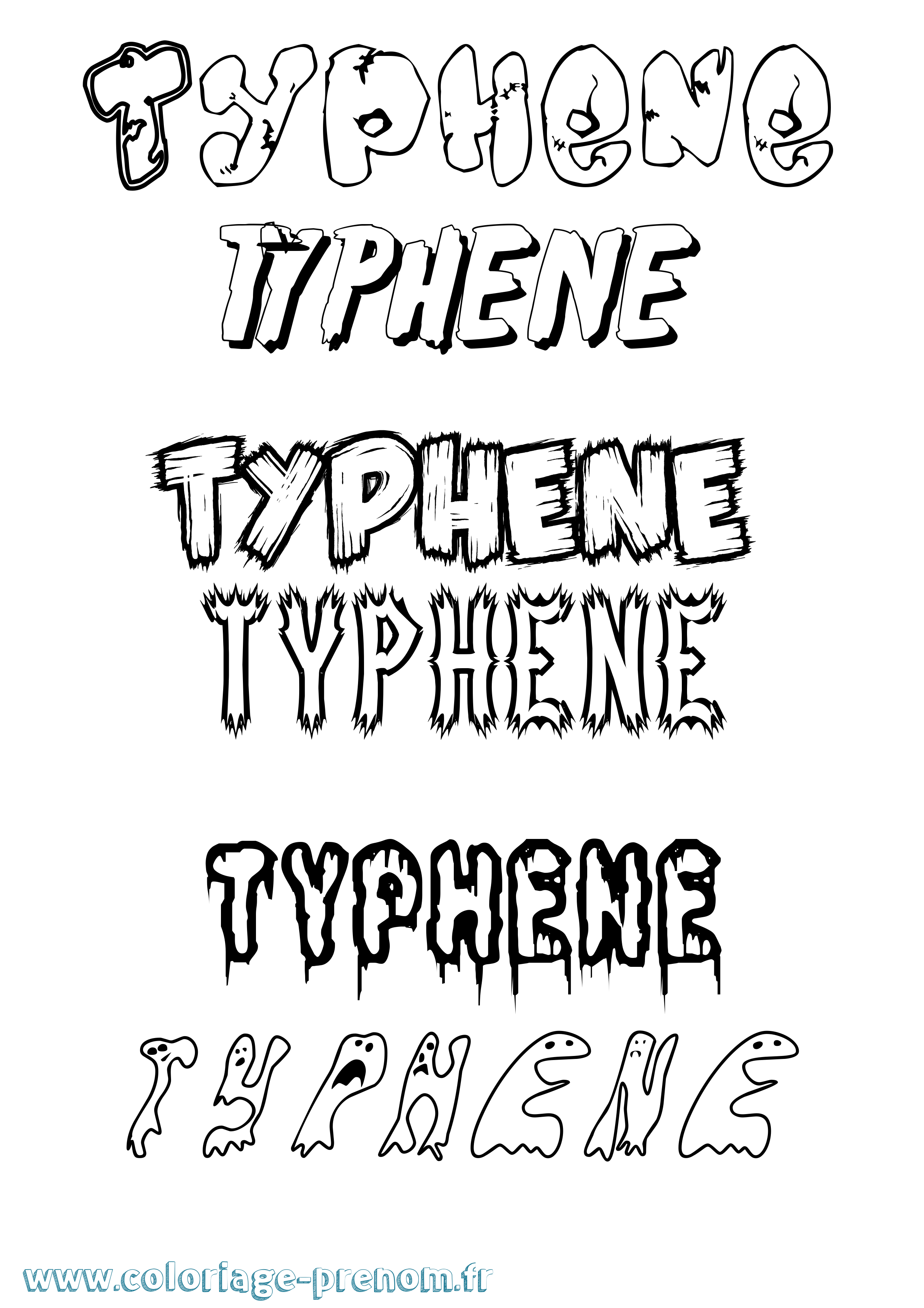 Coloriage Typhene Frisson Coloriage prénom Typhene Frisson