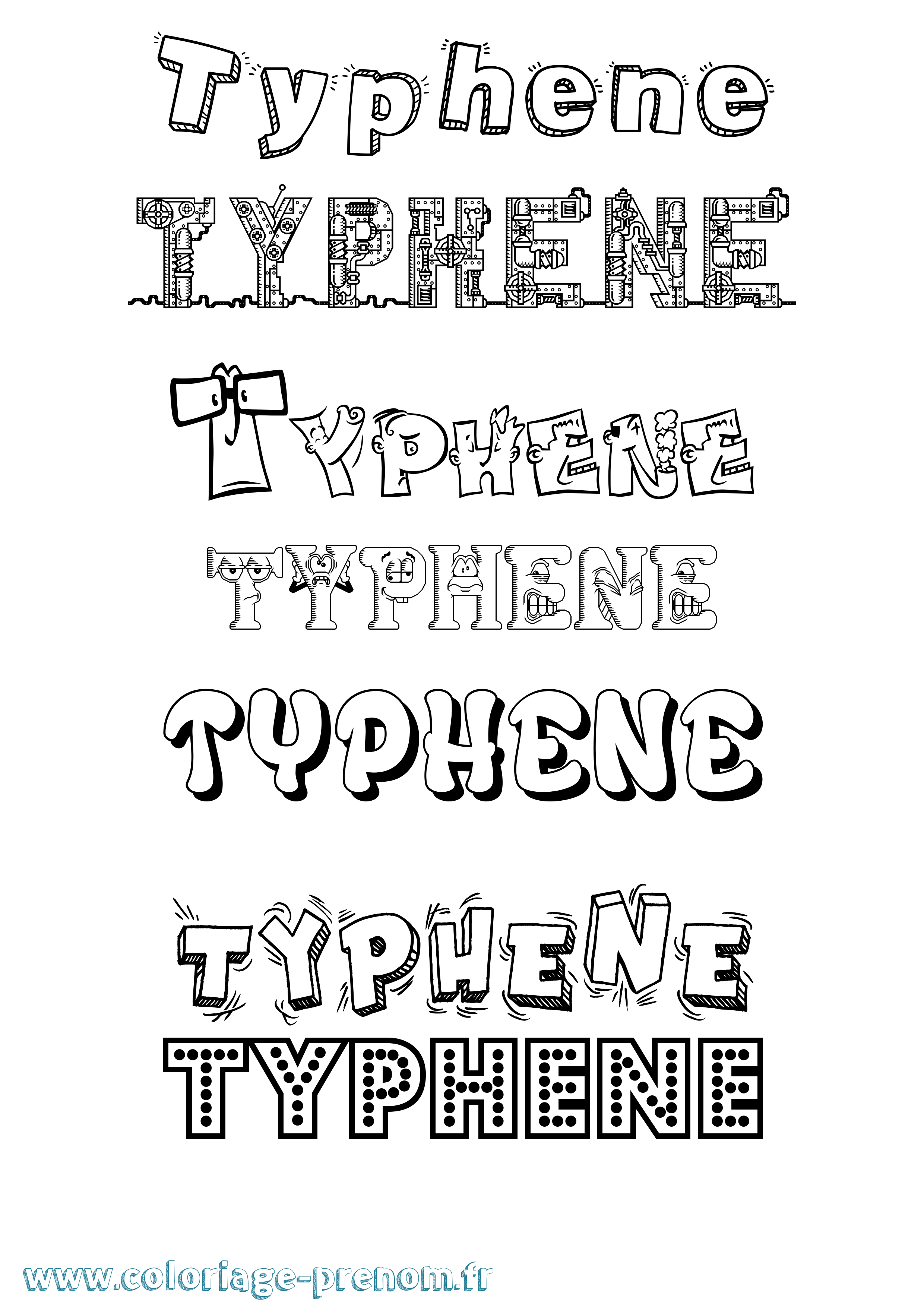 Coloriage Typhene Fun Coloriage prénom Typhene Fun