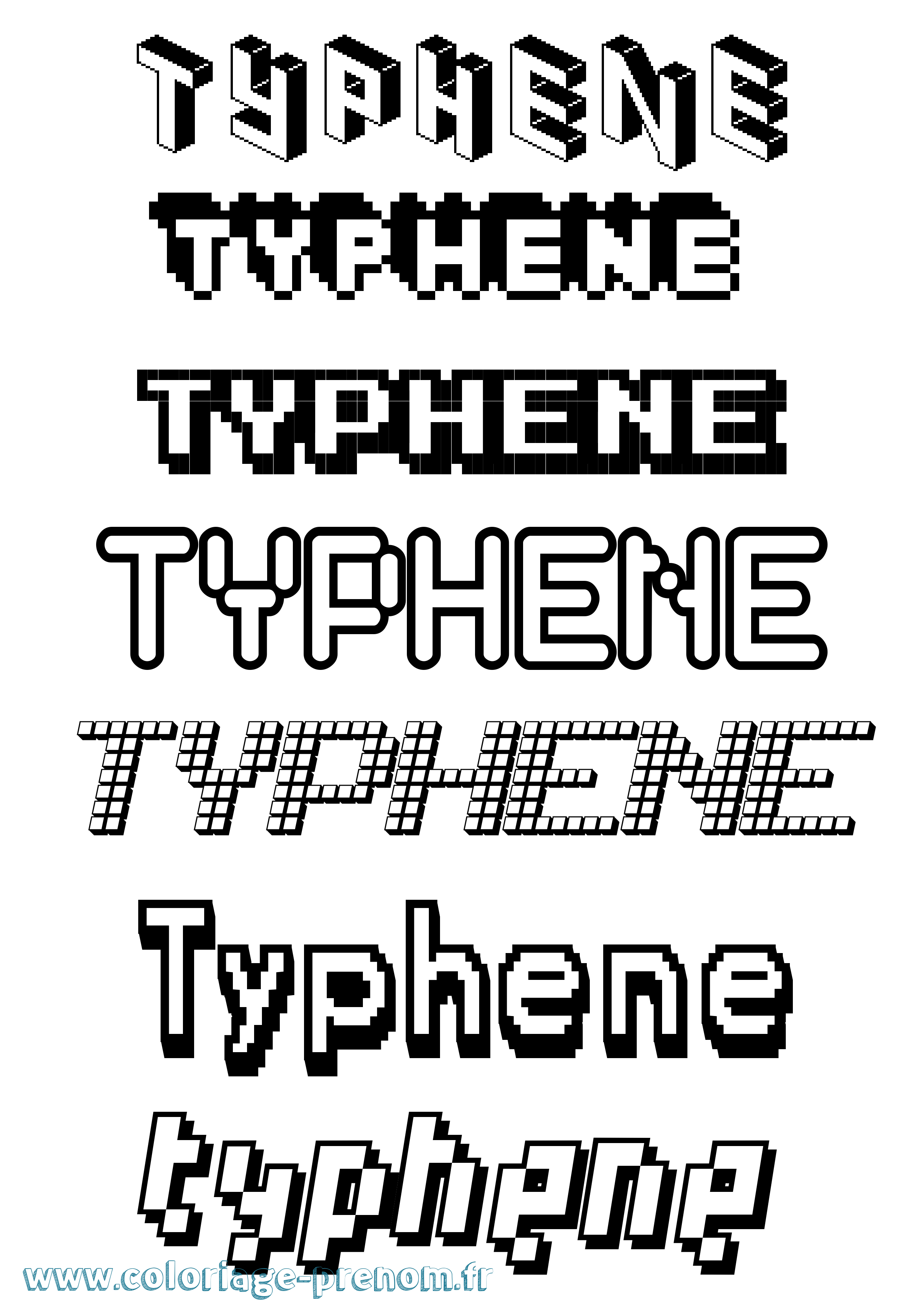 Coloriage Typhene Pixel Coloriage prénom Typhene Pixel