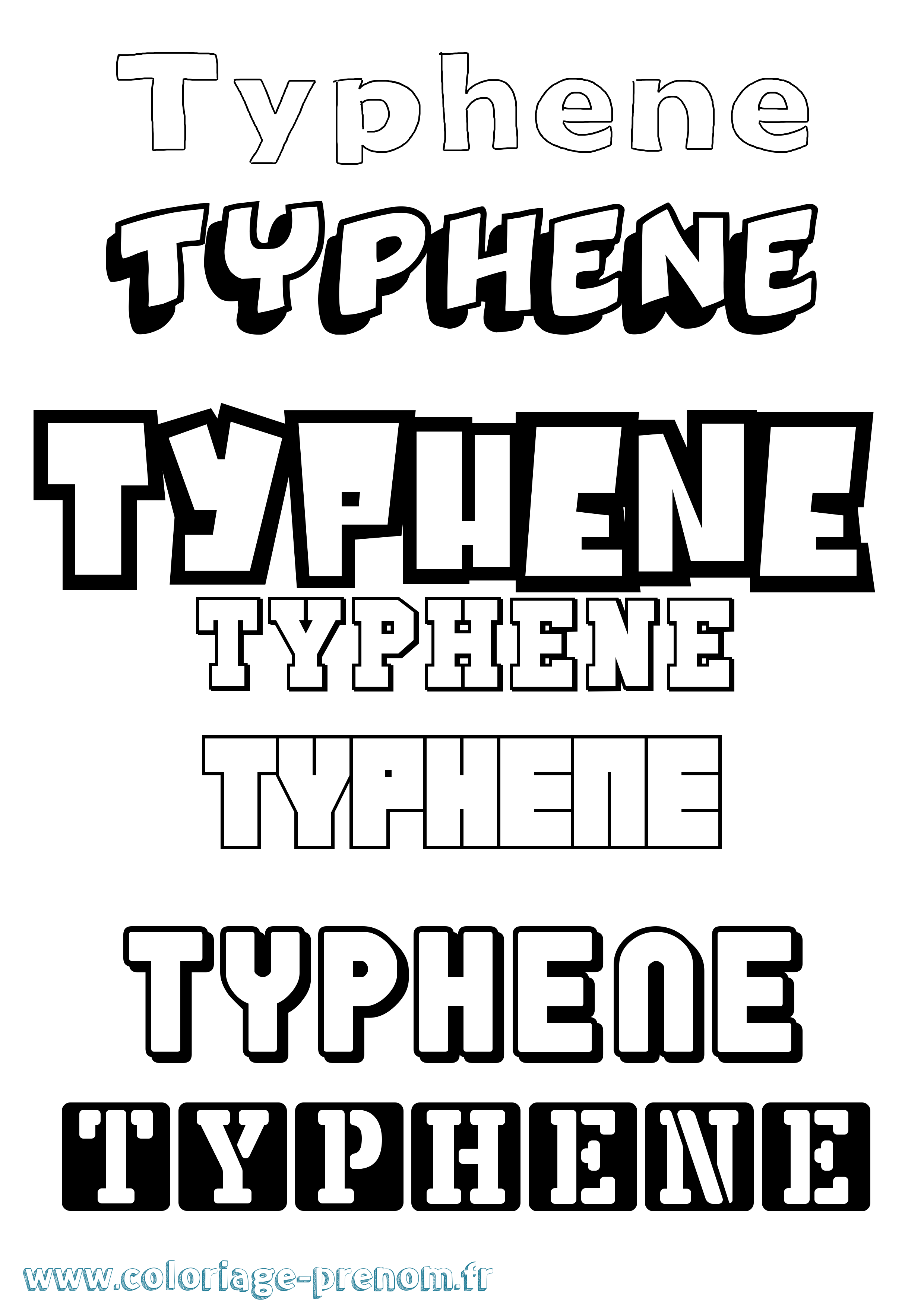 Coloriage Typhene Simple Coloriage prénom Typhene Simple