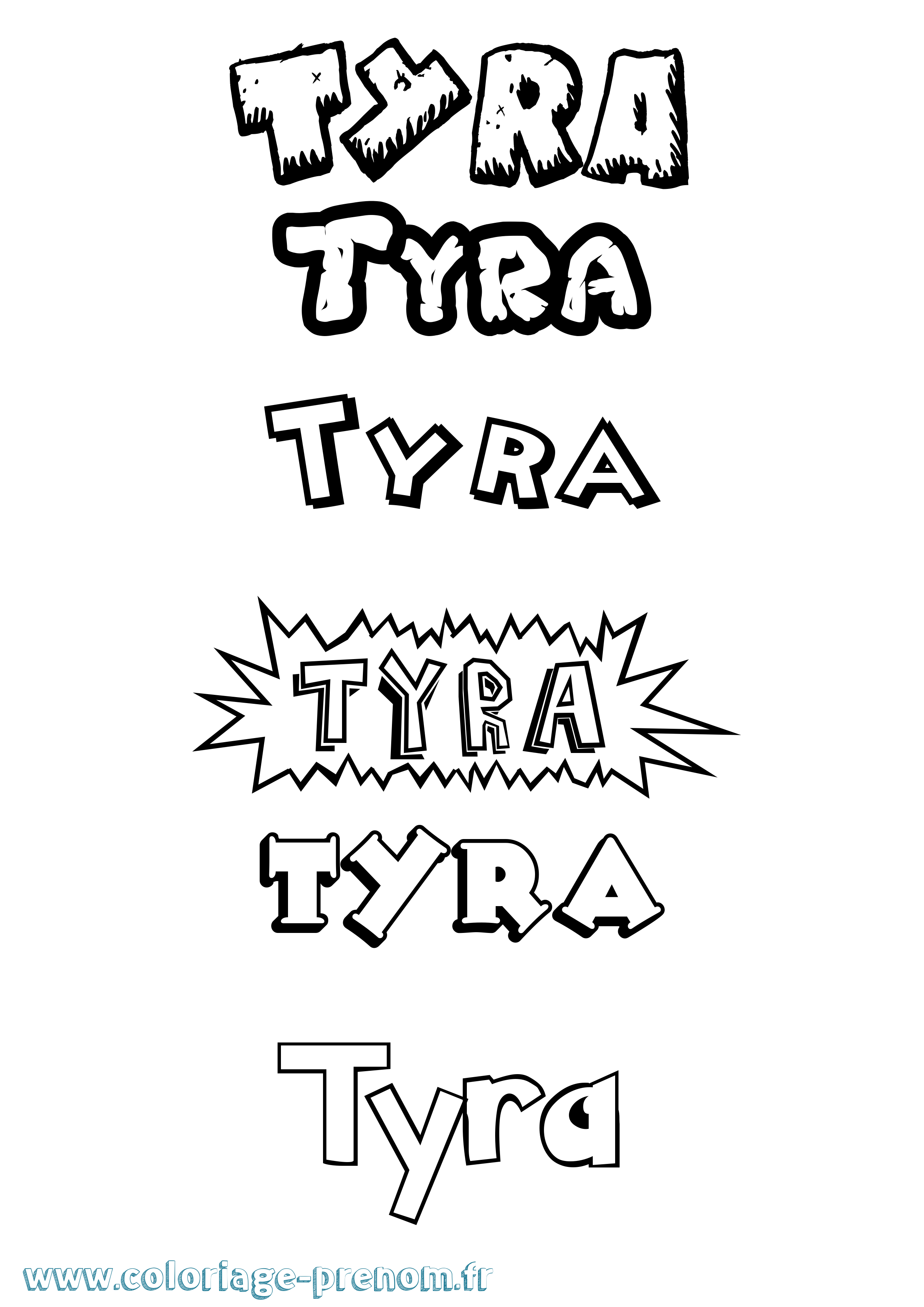 Coloriage Tyra Dessin Animé Coloriage prénom Tyra Dessin Animé