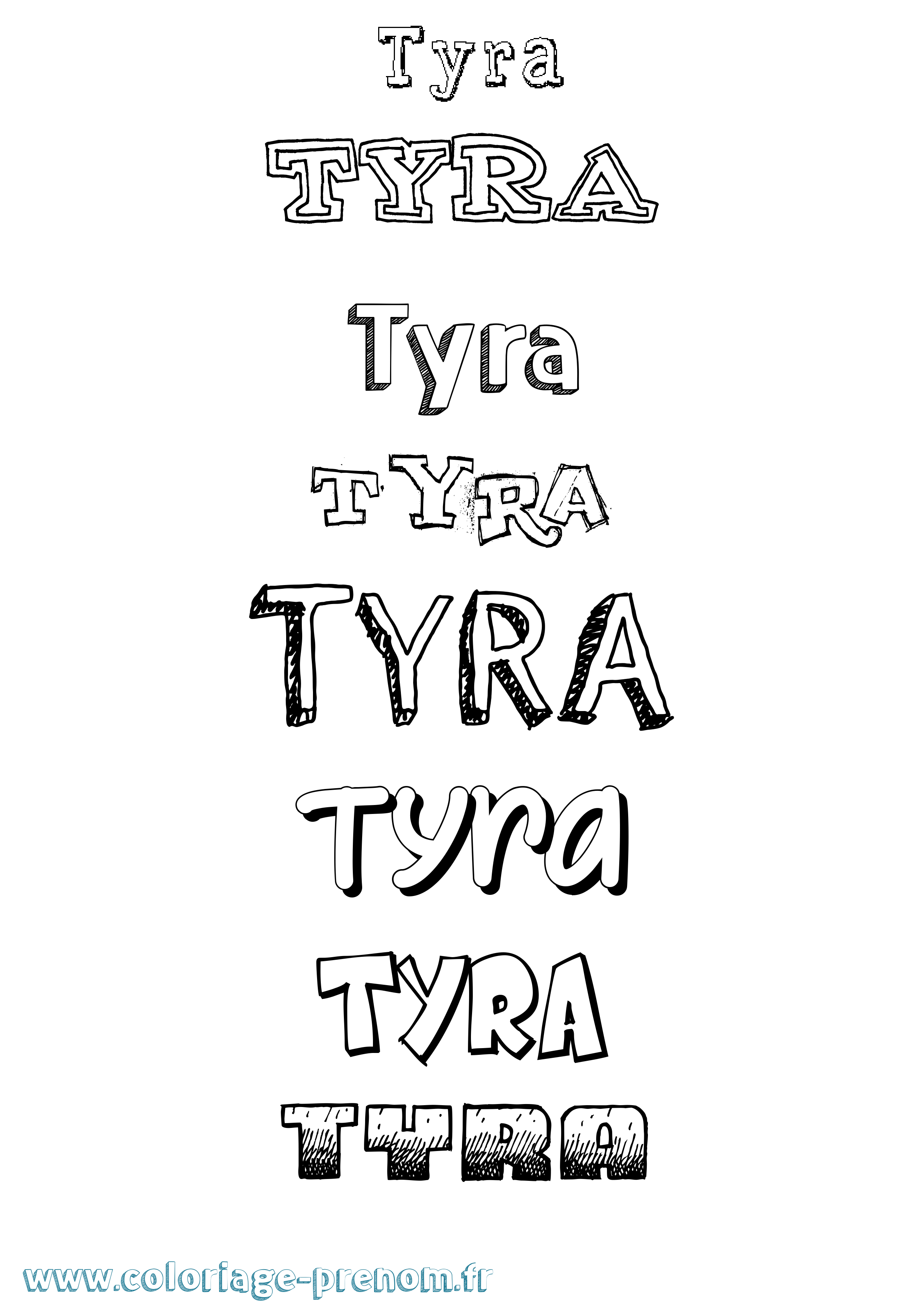 Coloriage Tyra Dessiné Coloriage prénom Tyra Dessiné