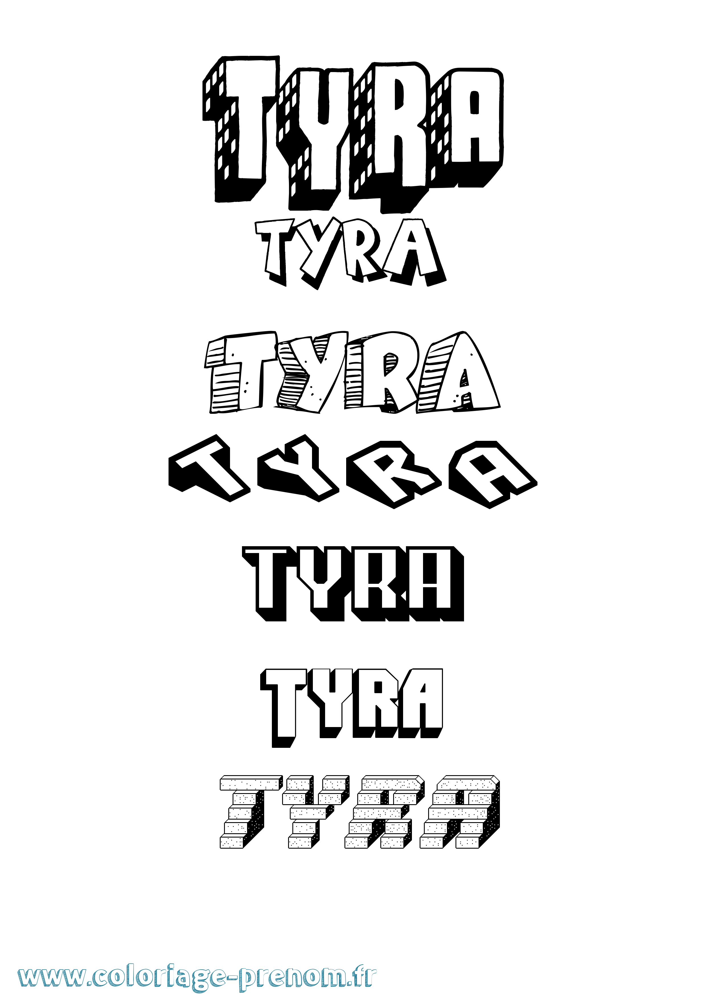 Coloriage Tyra Effet 3D Coloriage prénom Tyra Effet 3D