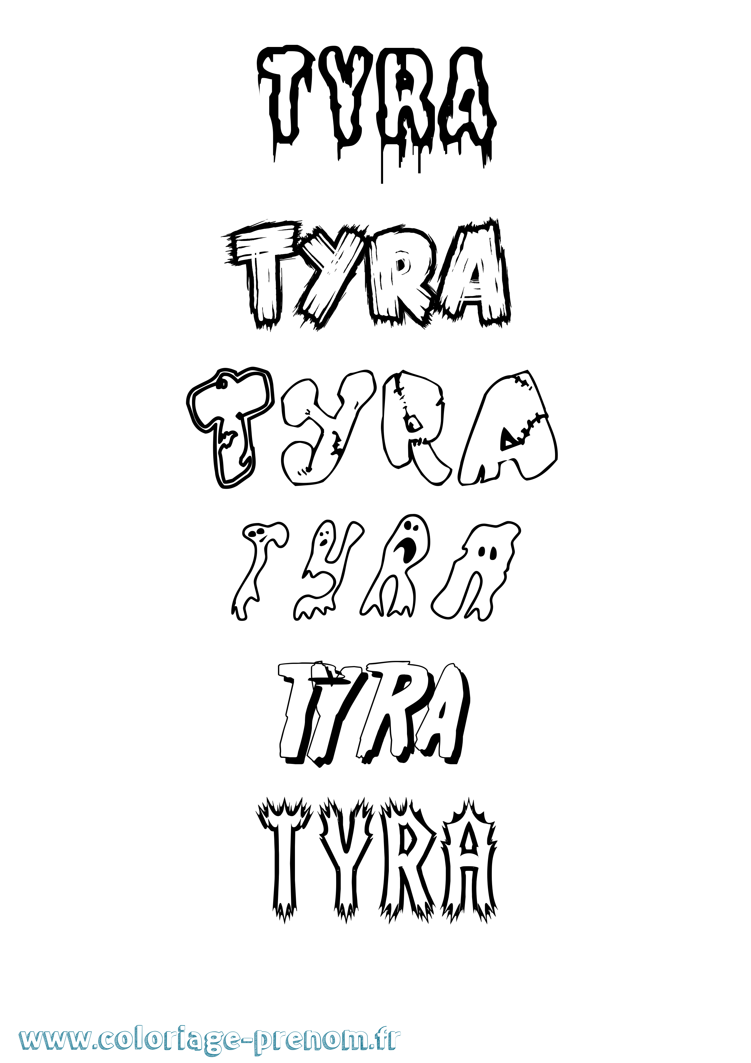 Coloriage Tyra Frisson Coloriage prénom Tyra Frisson