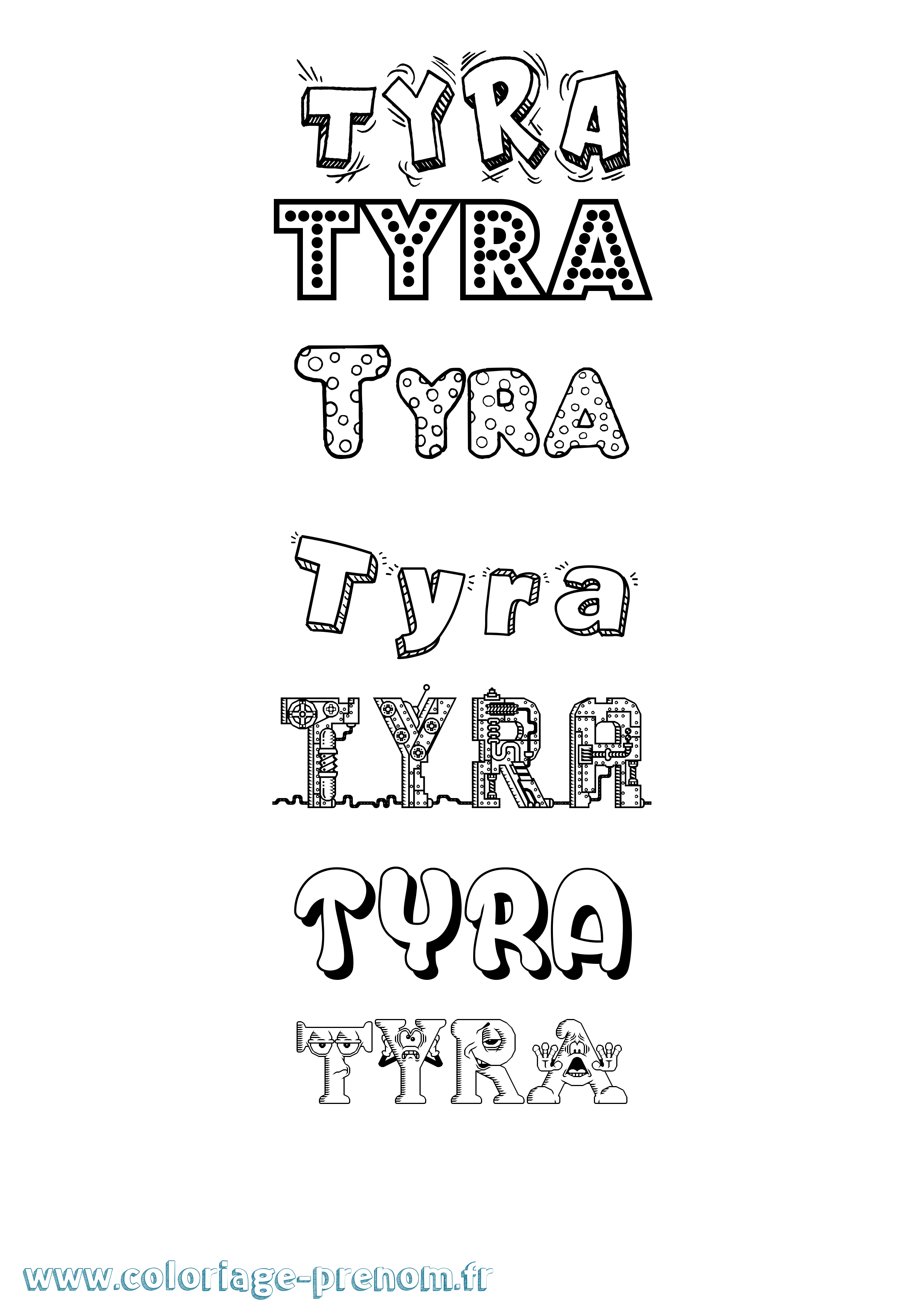 Coloriage Tyra Fun Coloriage prénom Tyra Fun