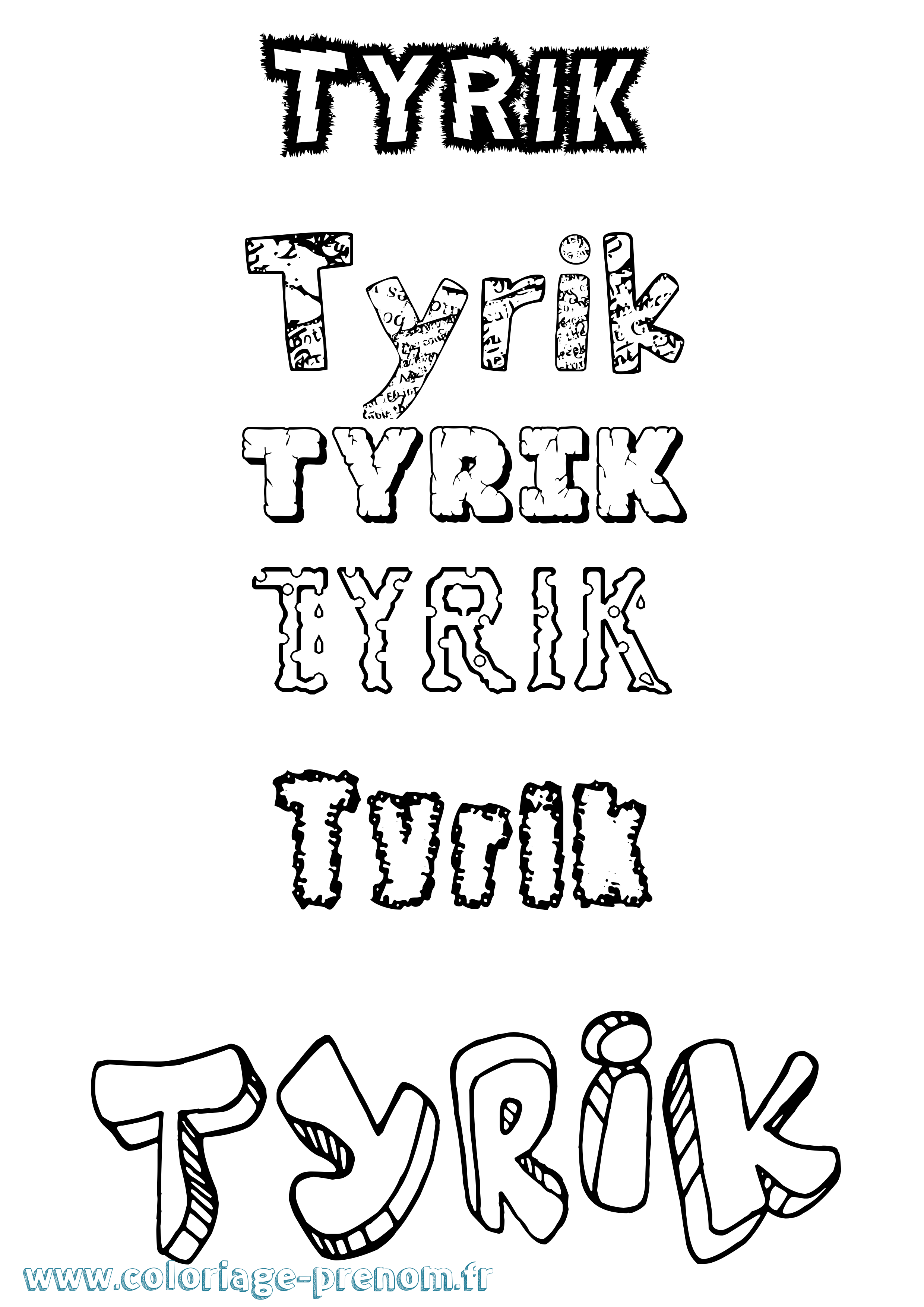 Coloriage Tyrik Destructuré Coloriage prénom Tyrik Destructuré