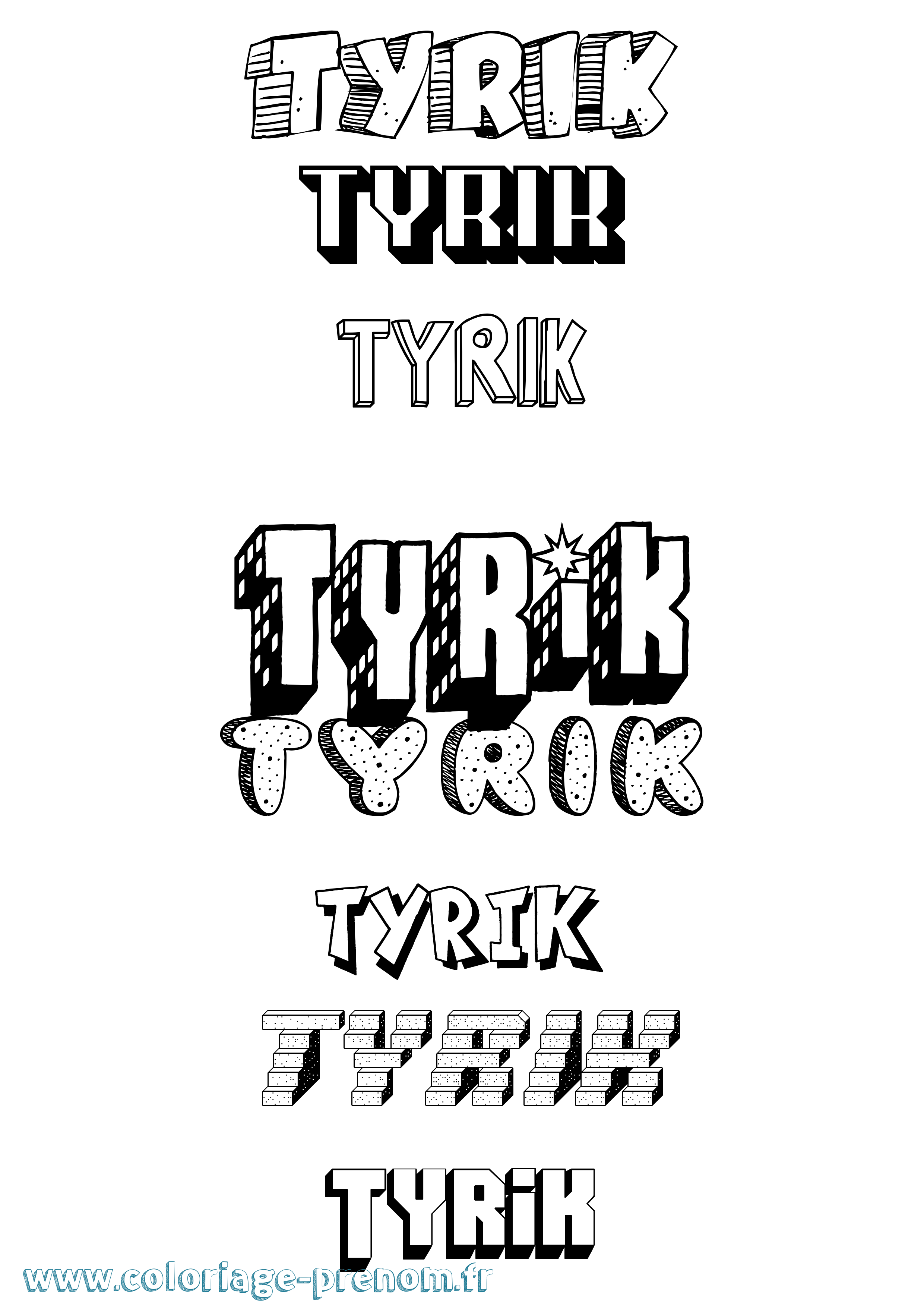 Coloriage Tyrik Effet 3D Coloriage prénom Tyrik Effet 3D