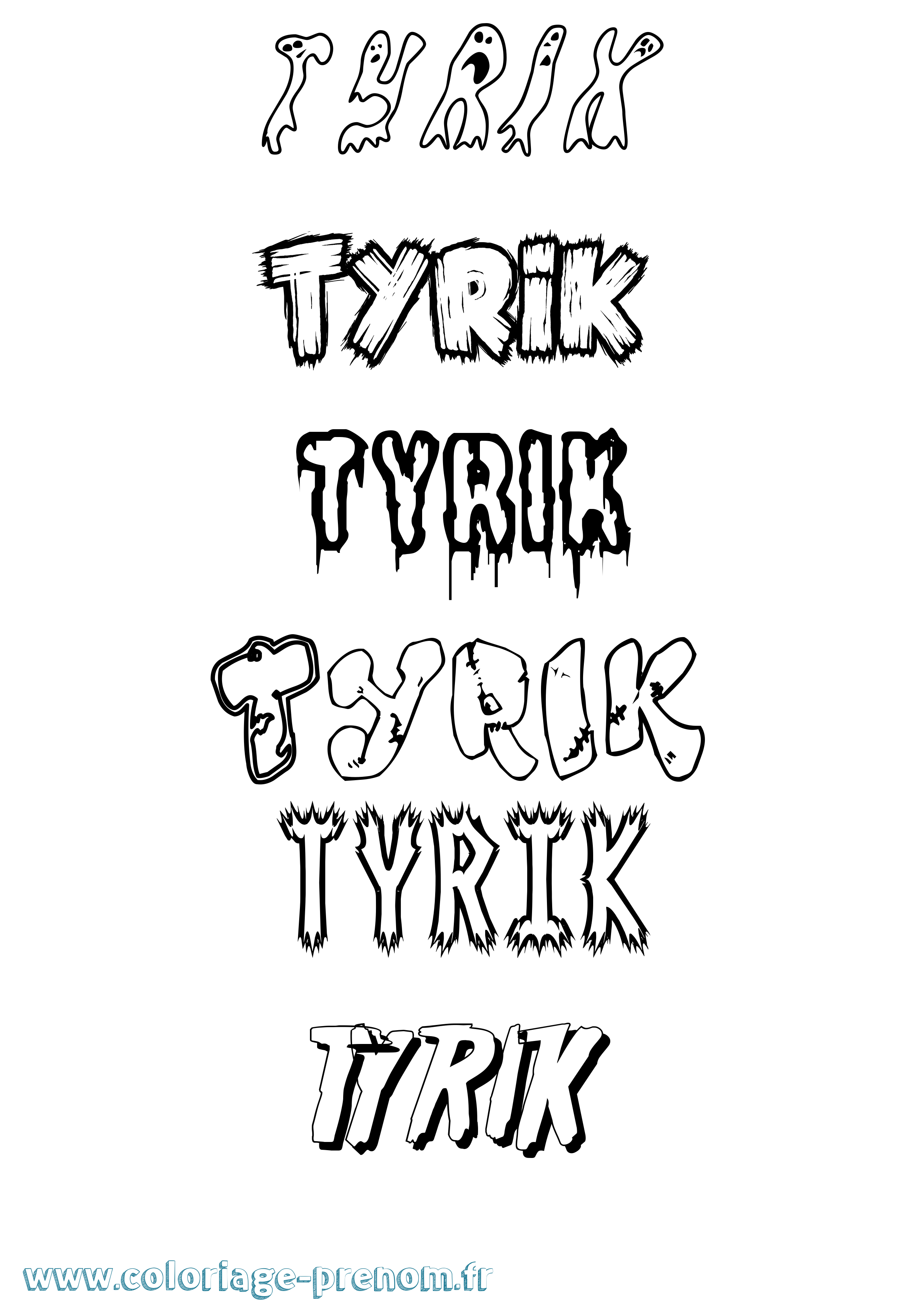 Coloriage Tyrik Frisson Coloriage prénom Tyrik Frisson