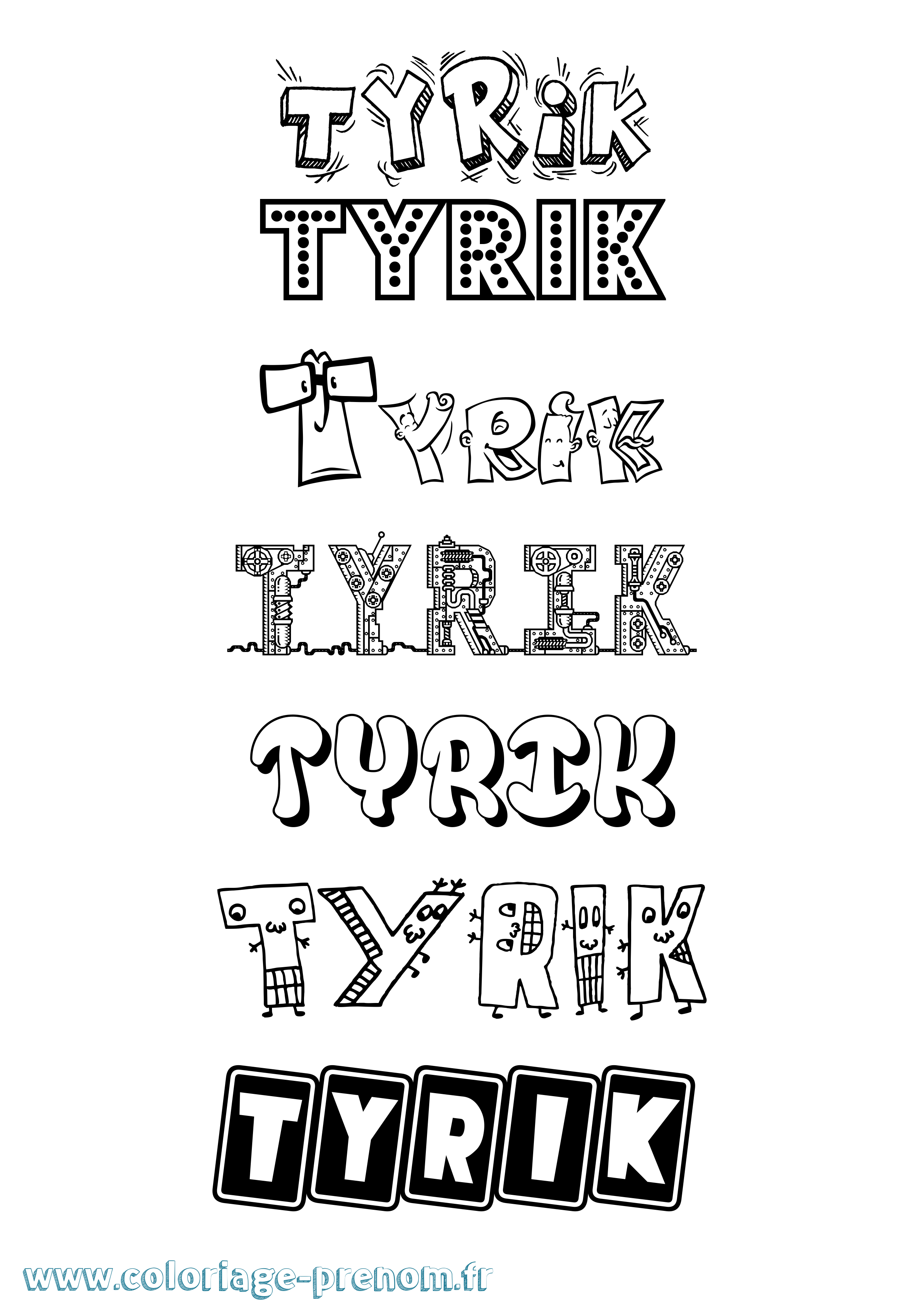 Coloriage Tyrik Fun Coloriage prénom Tyrik Fun