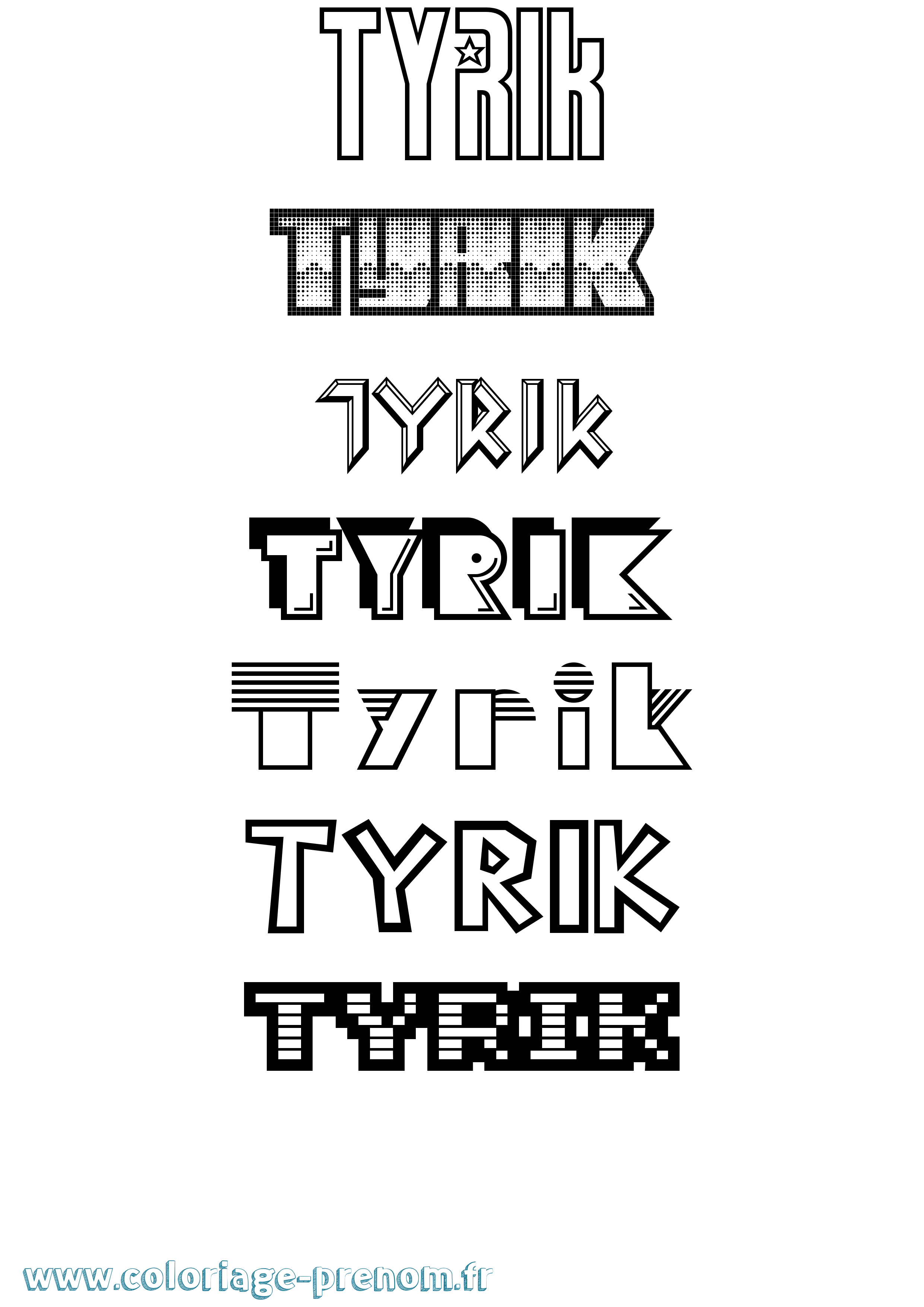 Coloriage Tyrik Jeux Vidéos Coloriage prénom Tyrik Jeux Vidéos