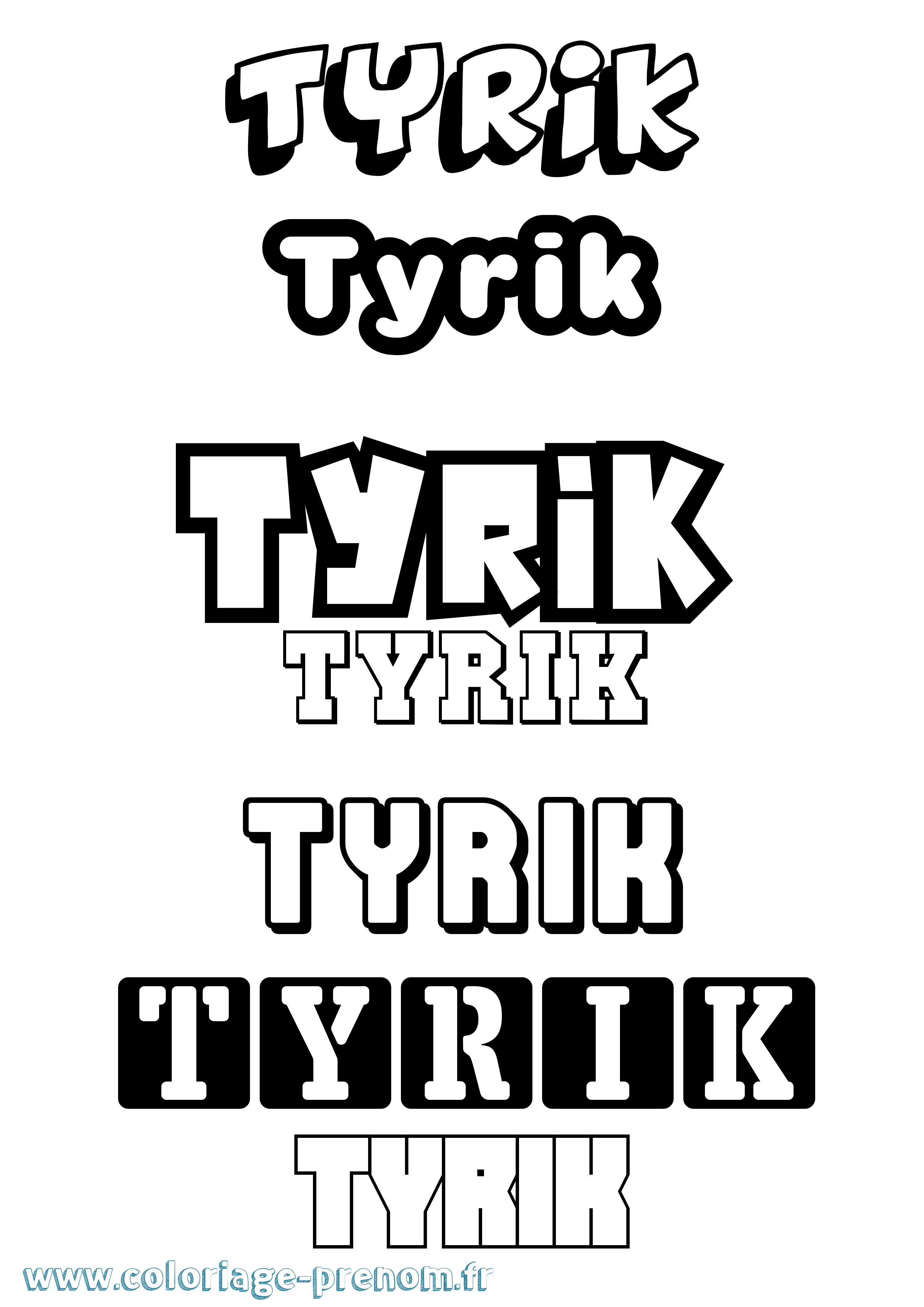 Coloriage Tyrik Simple Coloriage prénom Tyrik Simple