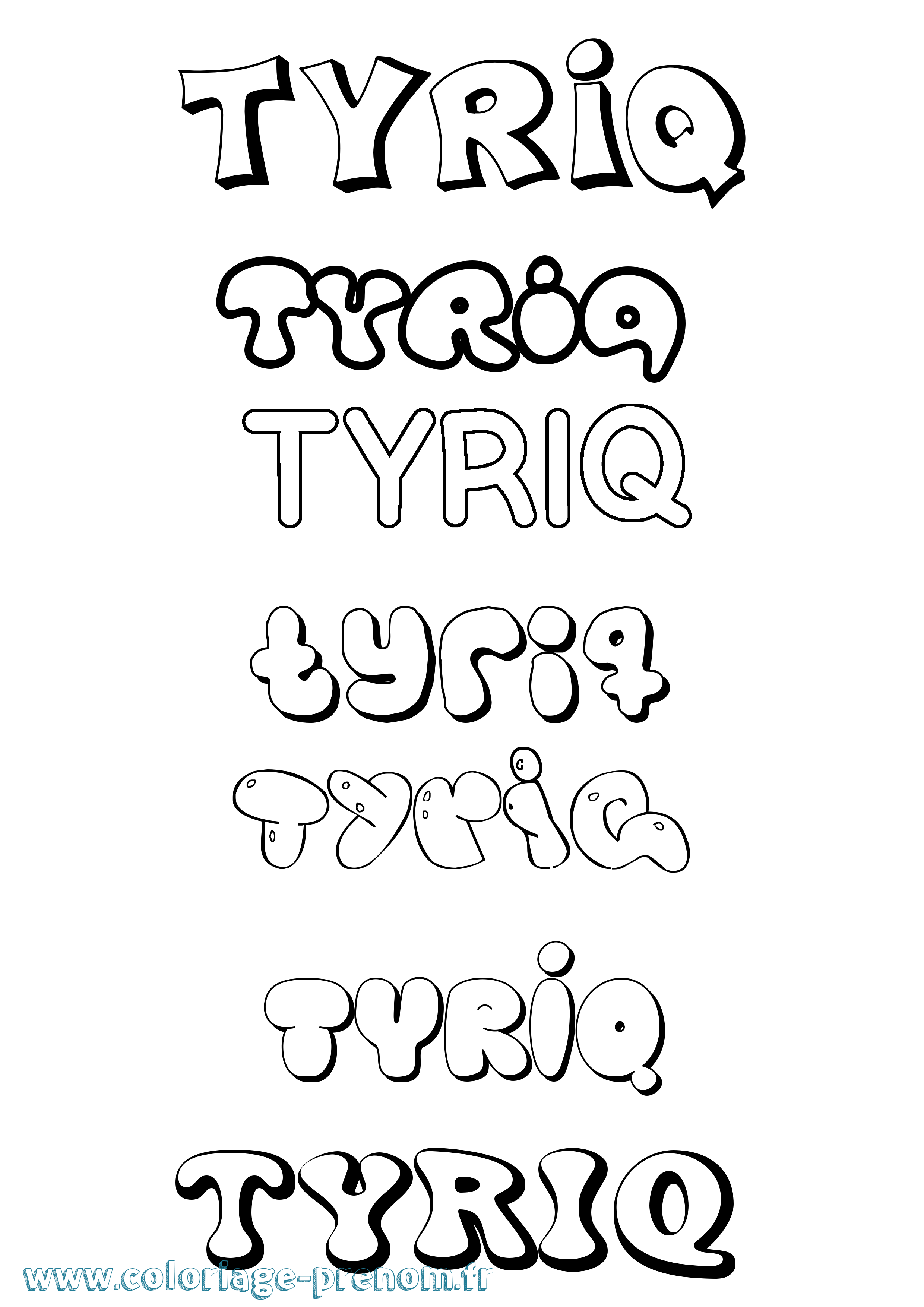 Coloriage Tyriq Bubble Coloriage prénom Tyriq Bubble