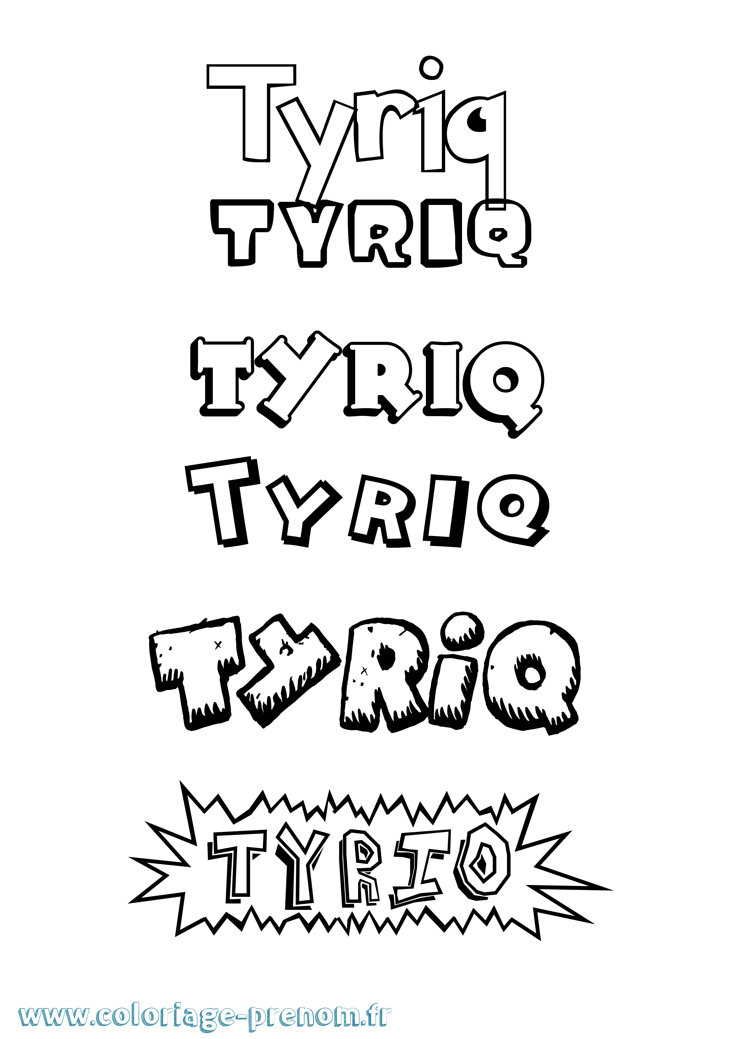 Coloriage Tyriq Dessin Animé Coloriage prénom Tyriq Dessin Animé