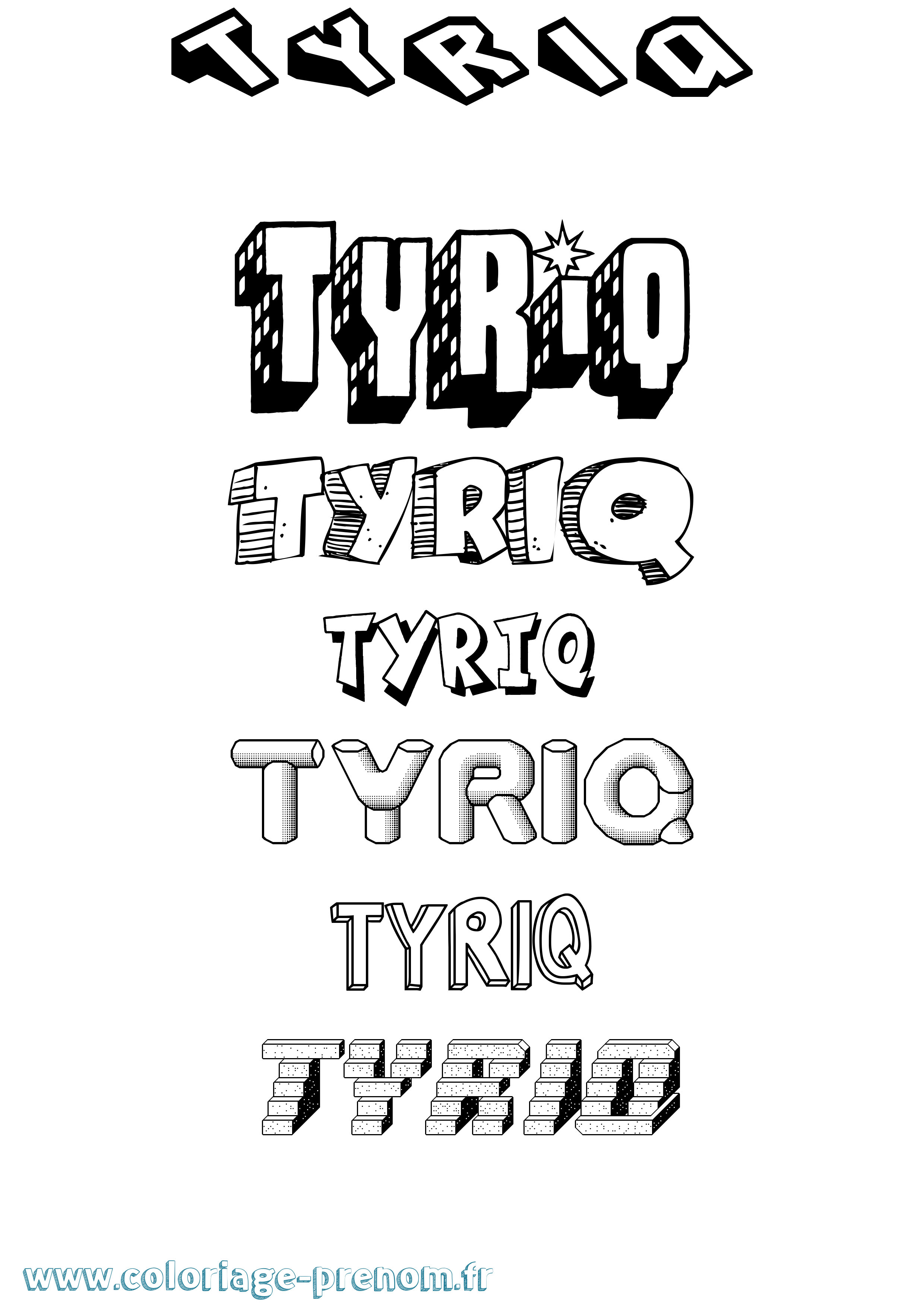 Coloriage Tyriq Effet 3D Coloriage prénom Tyriq Effet 3D