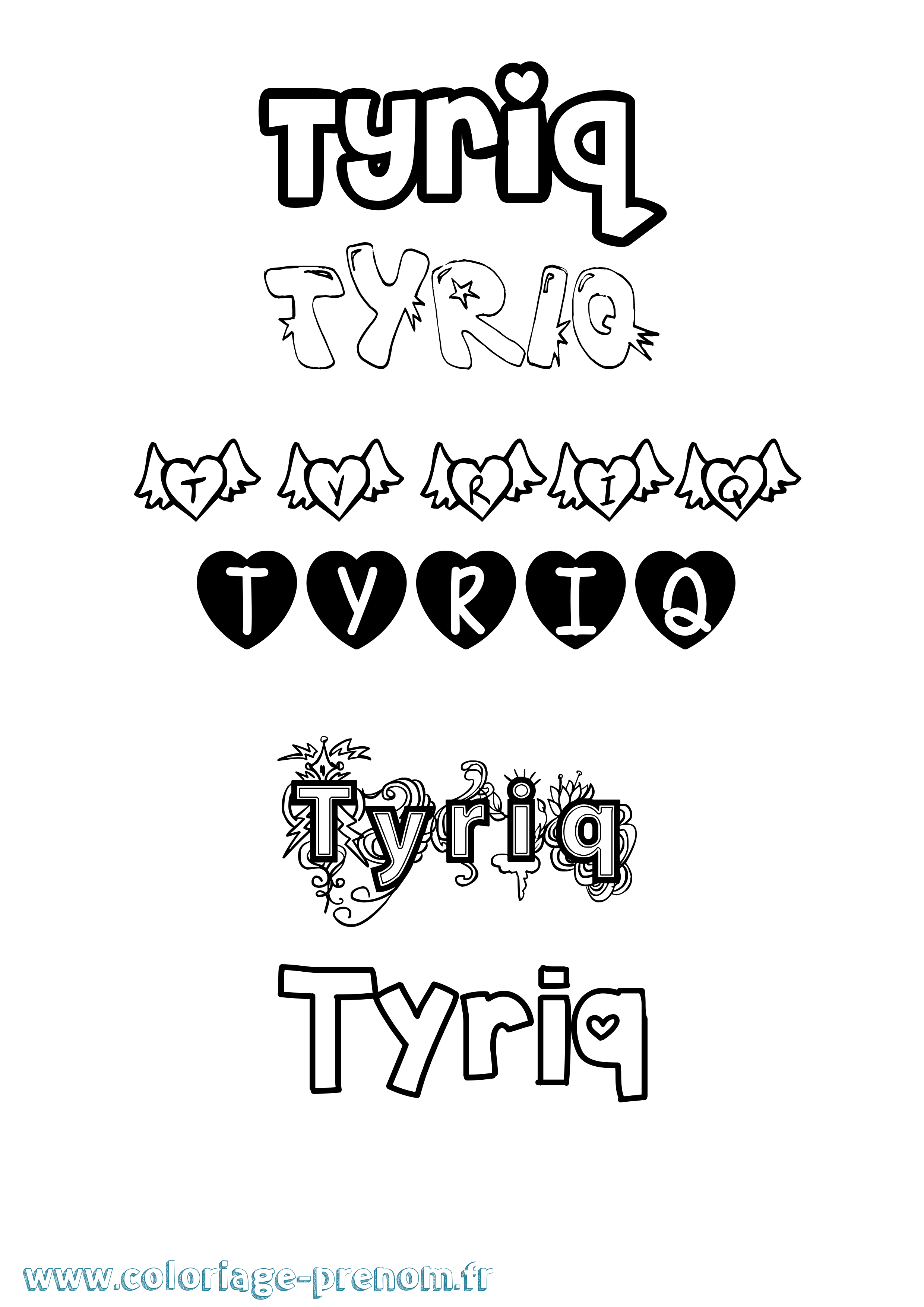 Coloriage Tyriq Girly Coloriage prénom Tyriq Girly