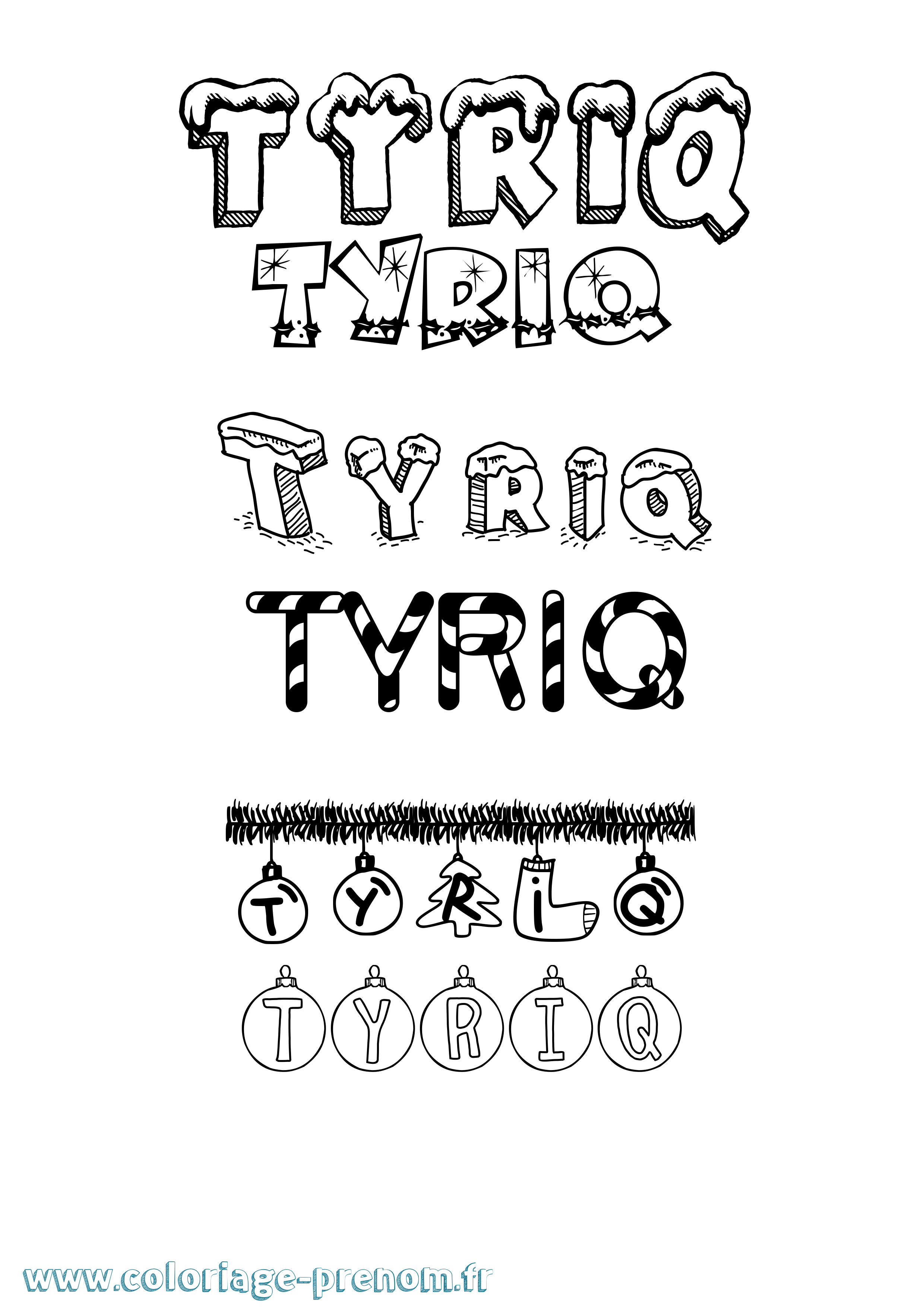 Coloriage Tyriq Noël Coloriage prénom Tyriq Noël