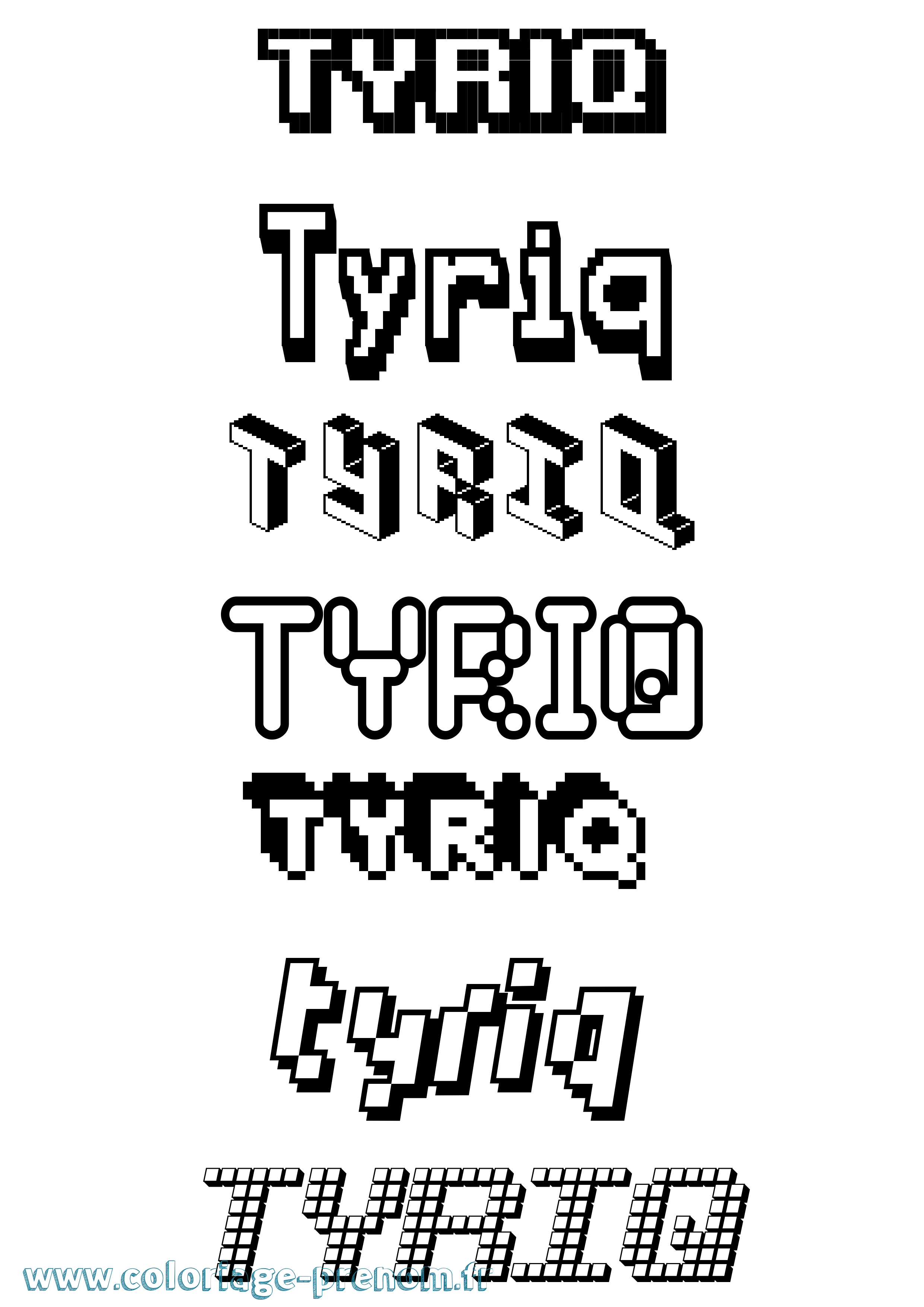Coloriage Tyriq Pixel Coloriage prénom Tyriq Pixel