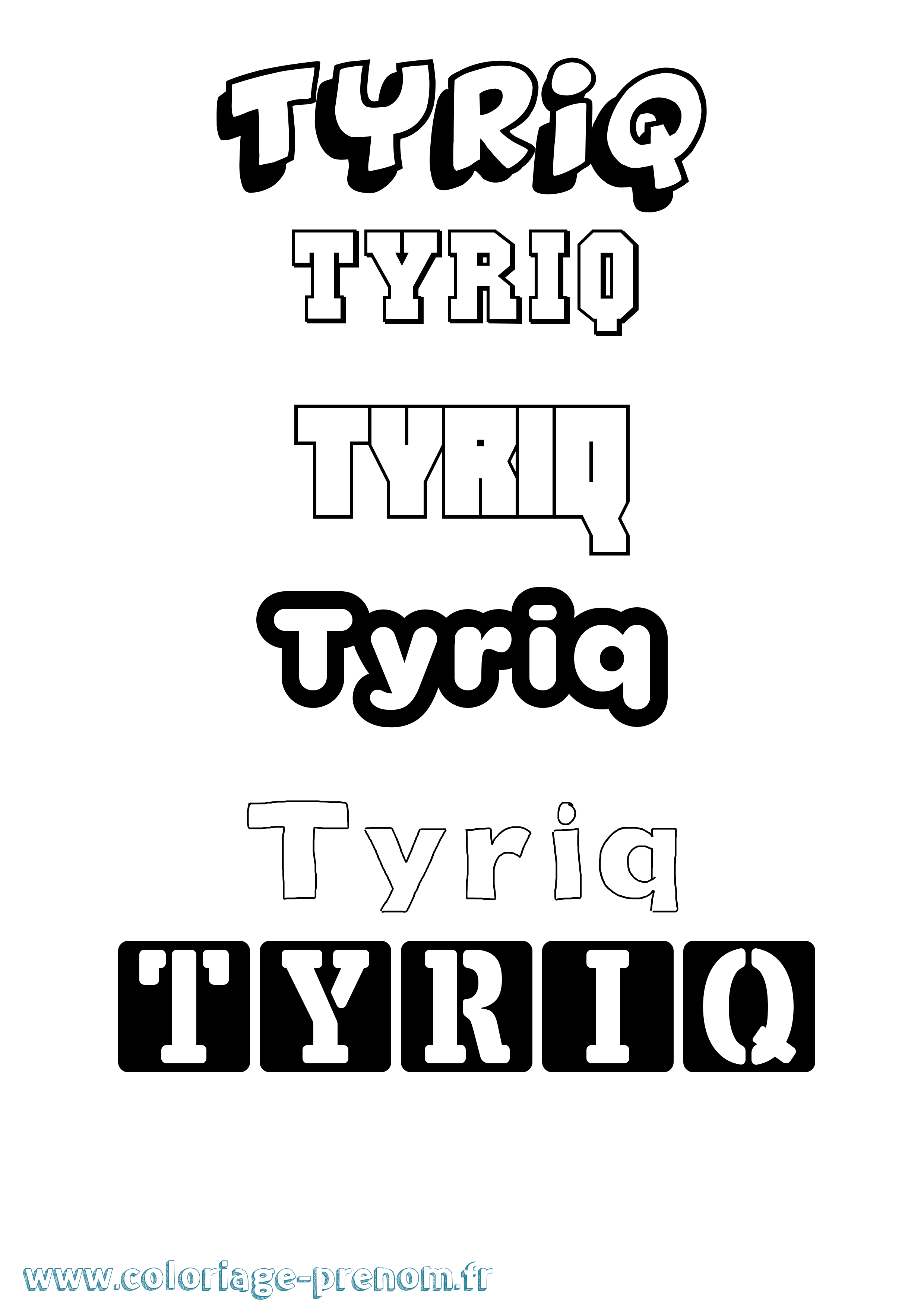 Coloriage Tyriq Simple Coloriage prénom Tyriq Simple