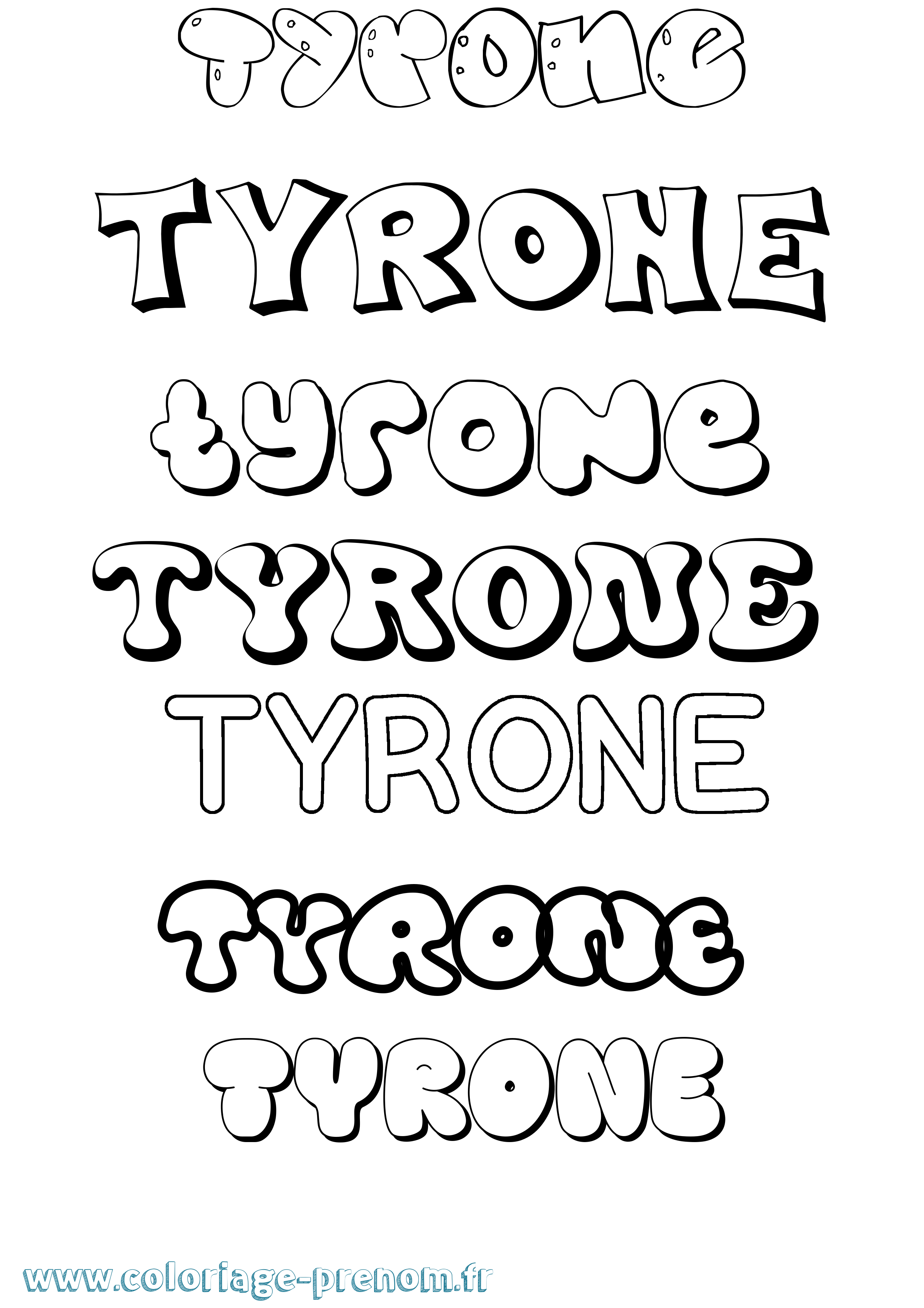 Coloriage Tyrone Bubble Coloriage prénom Tyrone Bubble