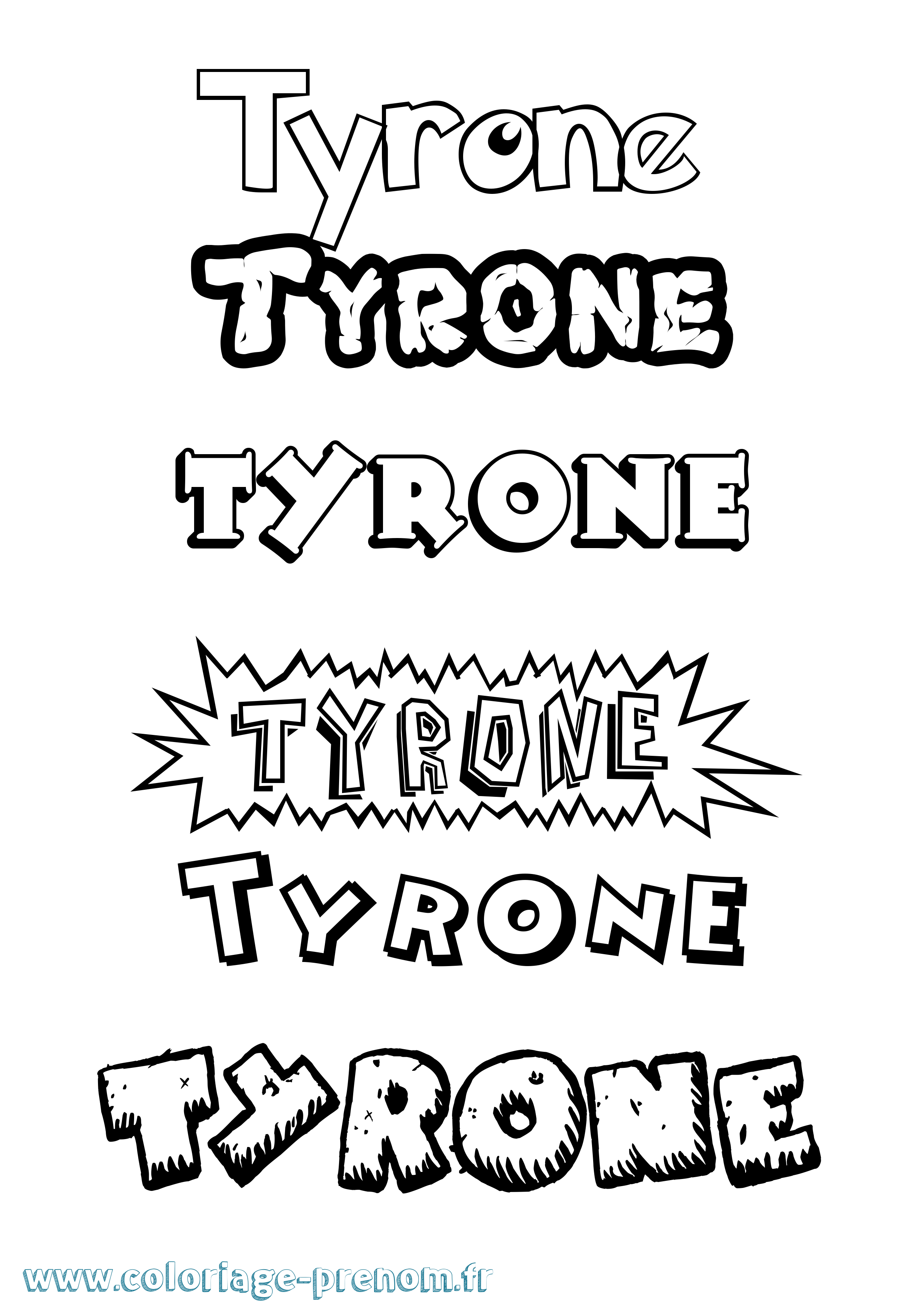 Coloriage Tyrone Dessin Animé Coloriage prénom Tyrone Dessin Animé