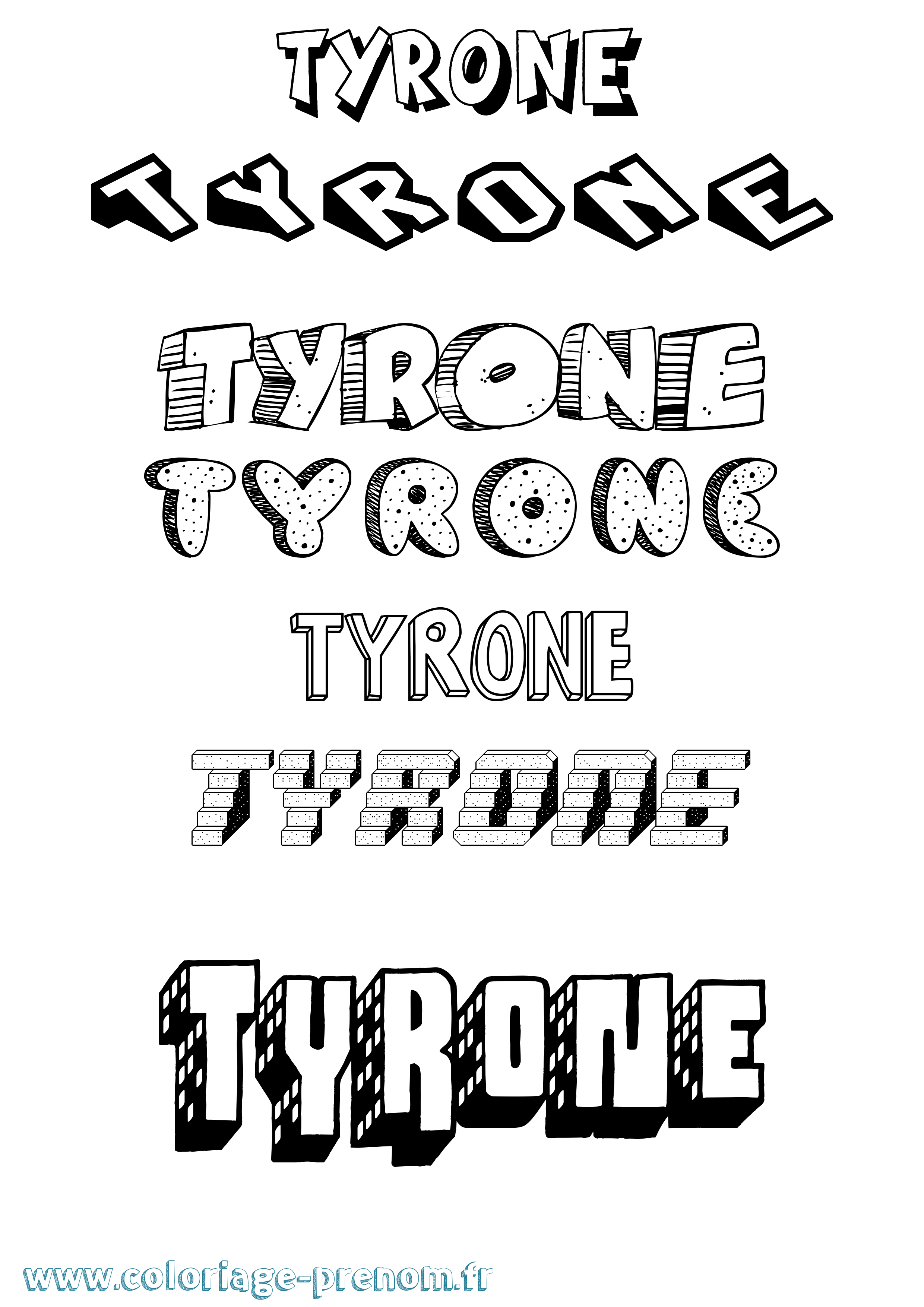 Coloriage Tyrone Effet 3D Coloriage prénom Tyrone Effet 3D