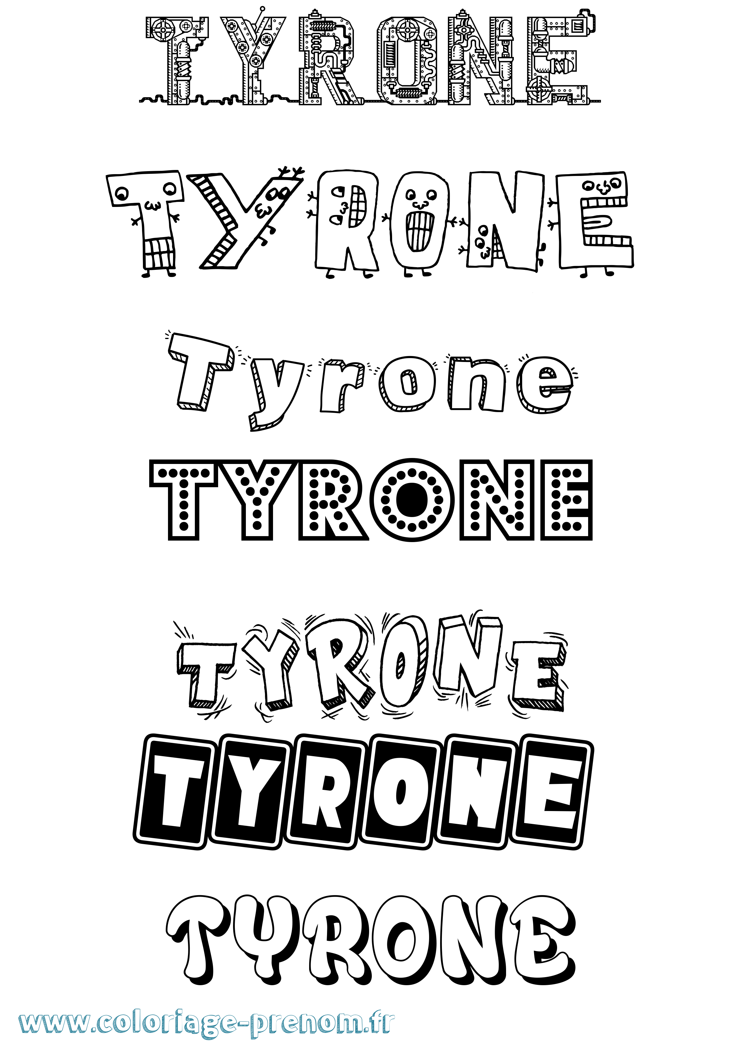 Coloriage Tyrone Fun Coloriage prénom Tyrone Fun