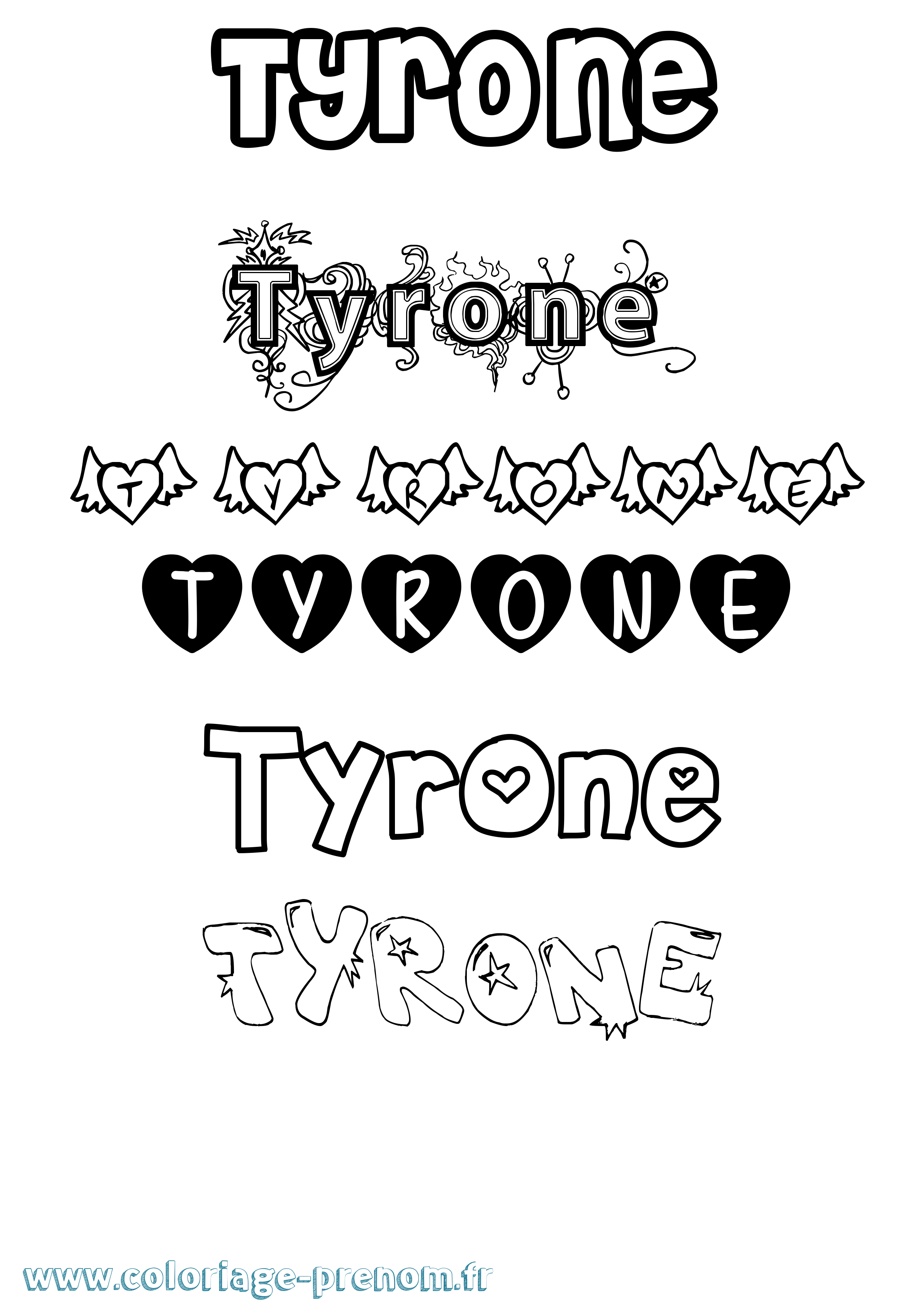 Coloriage Tyrone Girly Coloriage prénom Tyrone Girly