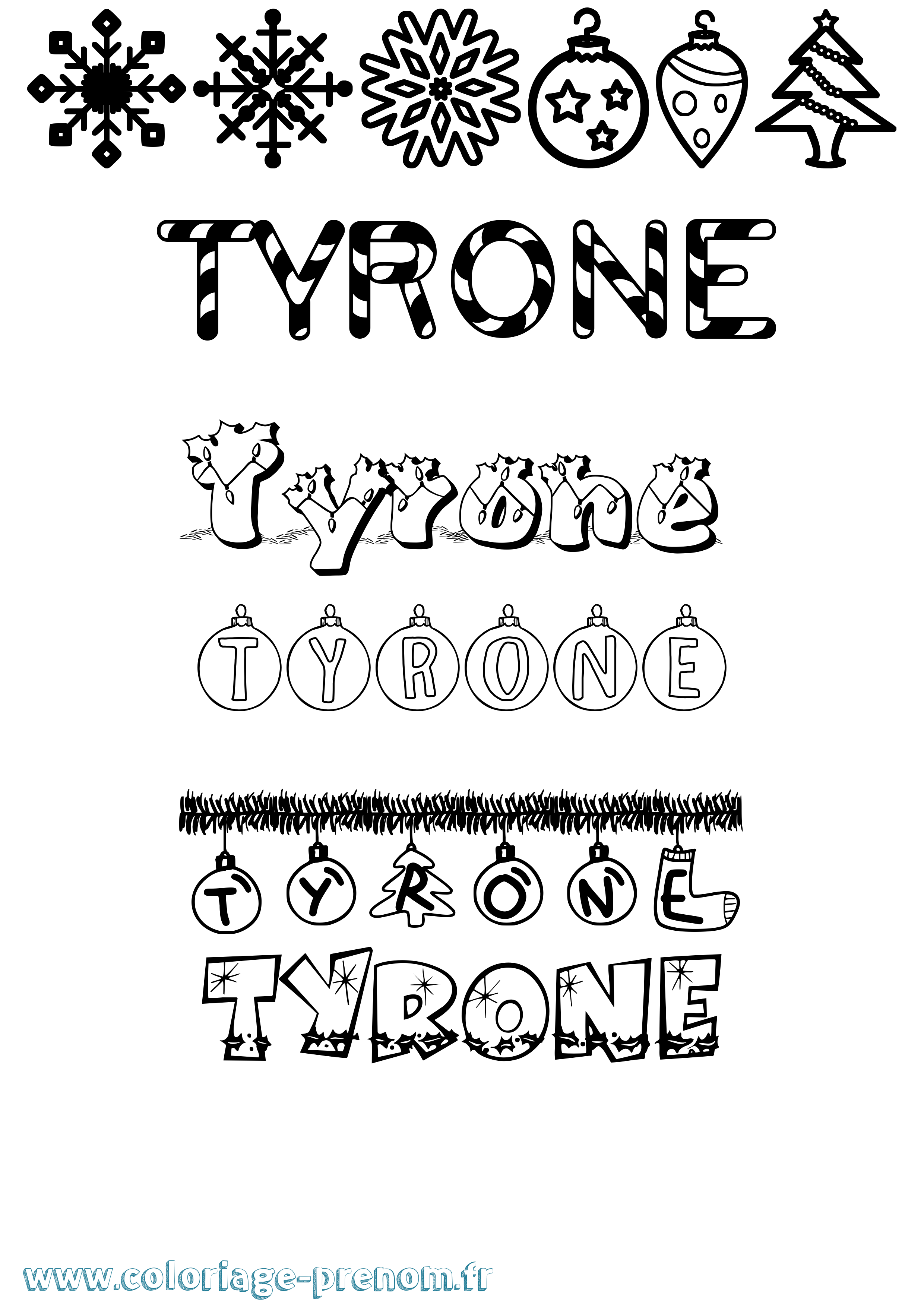 Coloriage Tyrone Noël Coloriage prénom Tyrone Noël
