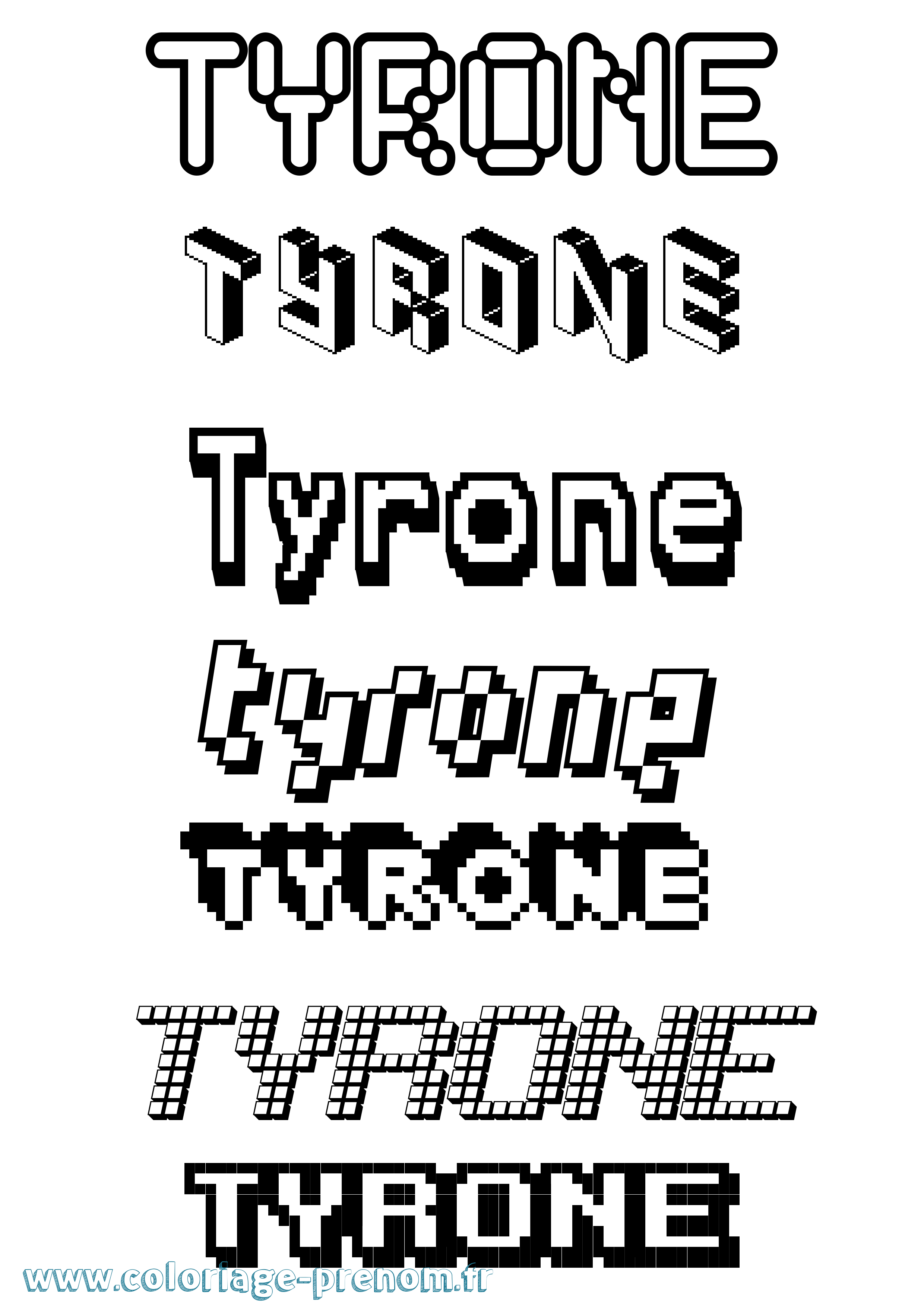 Coloriage Tyrone Pixel Coloriage prénom Tyrone Pixel