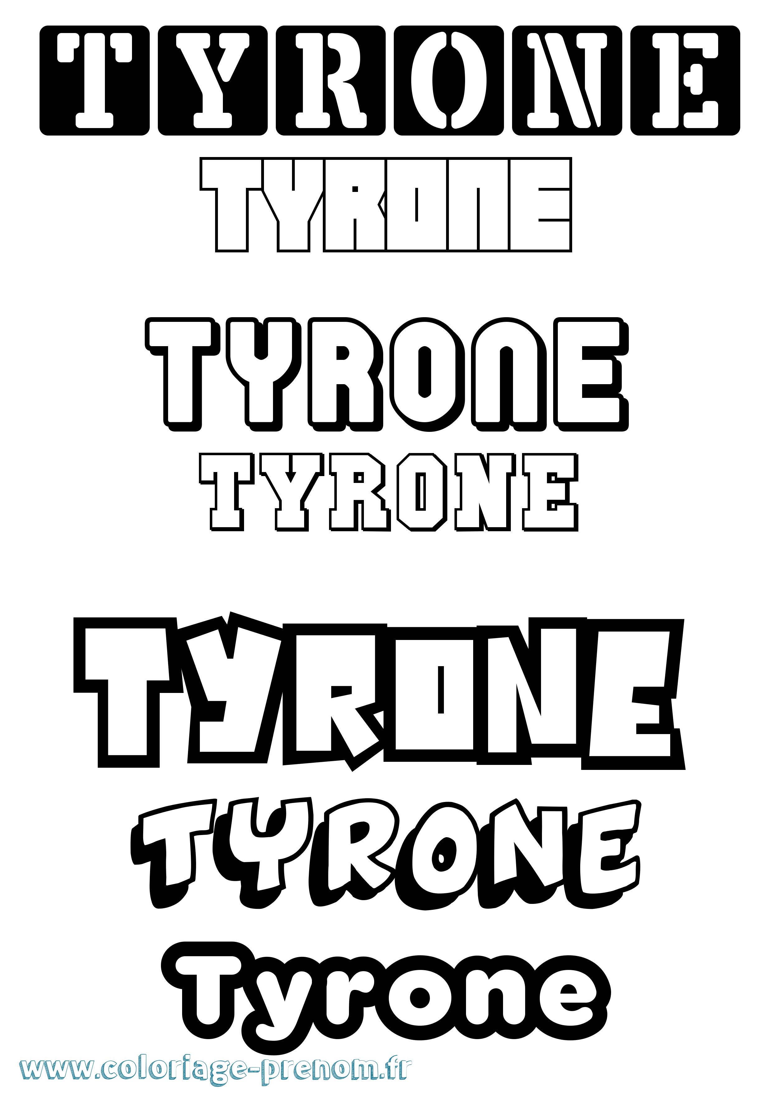 Coloriage Tyrone Simple Coloriage prénom Tyrone Simple