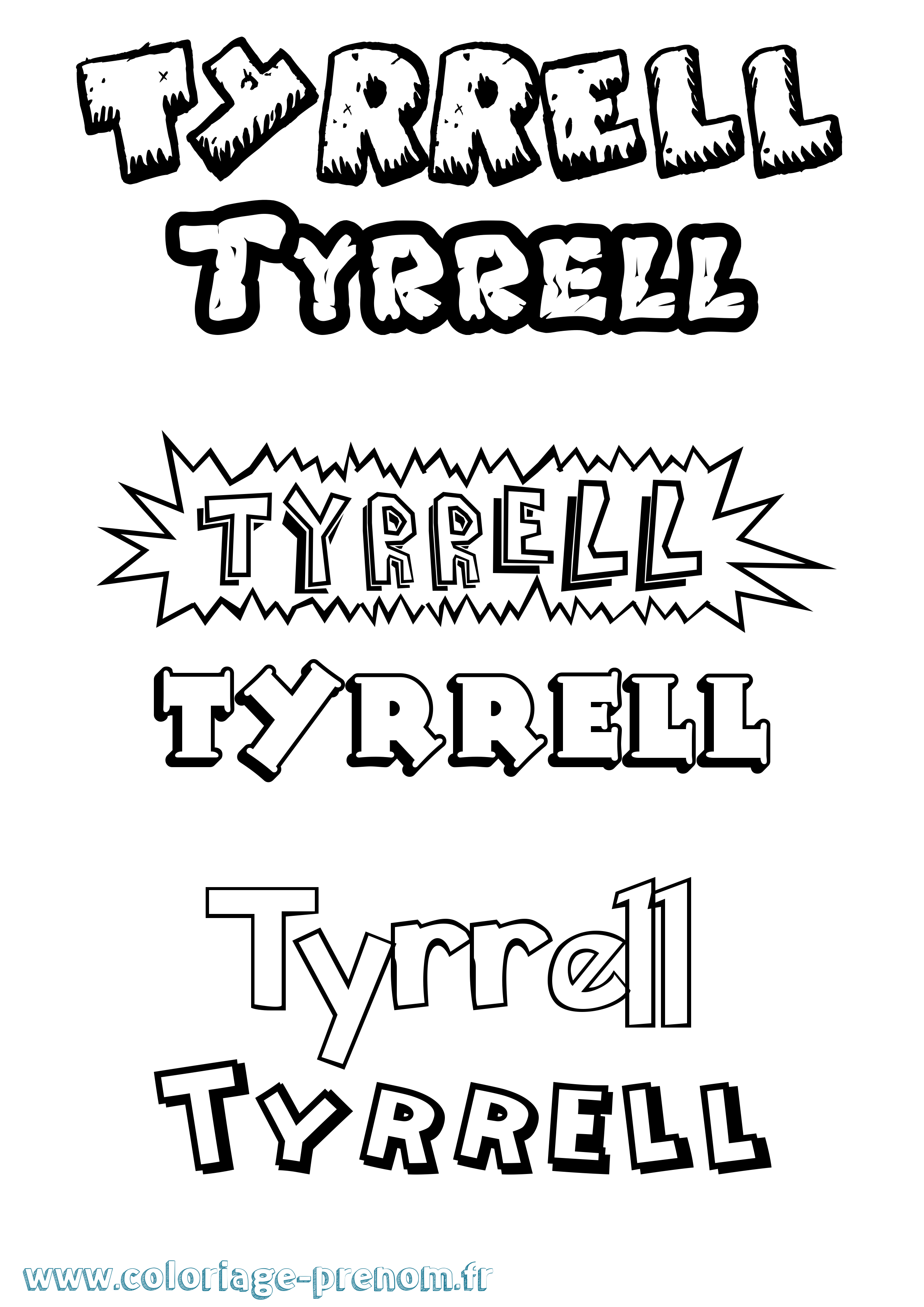 Coloriage Tyrrell Dessin Animé Coloriage prénom Tyrrell Dessin Animé