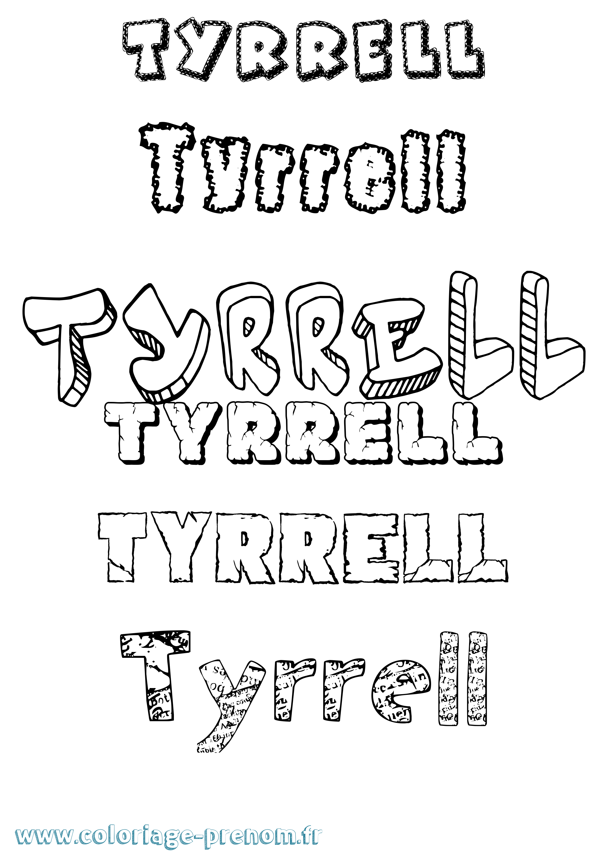 Coloriage Tyrrell Destructuré Coloriage prénom Tyrrell Destructuré