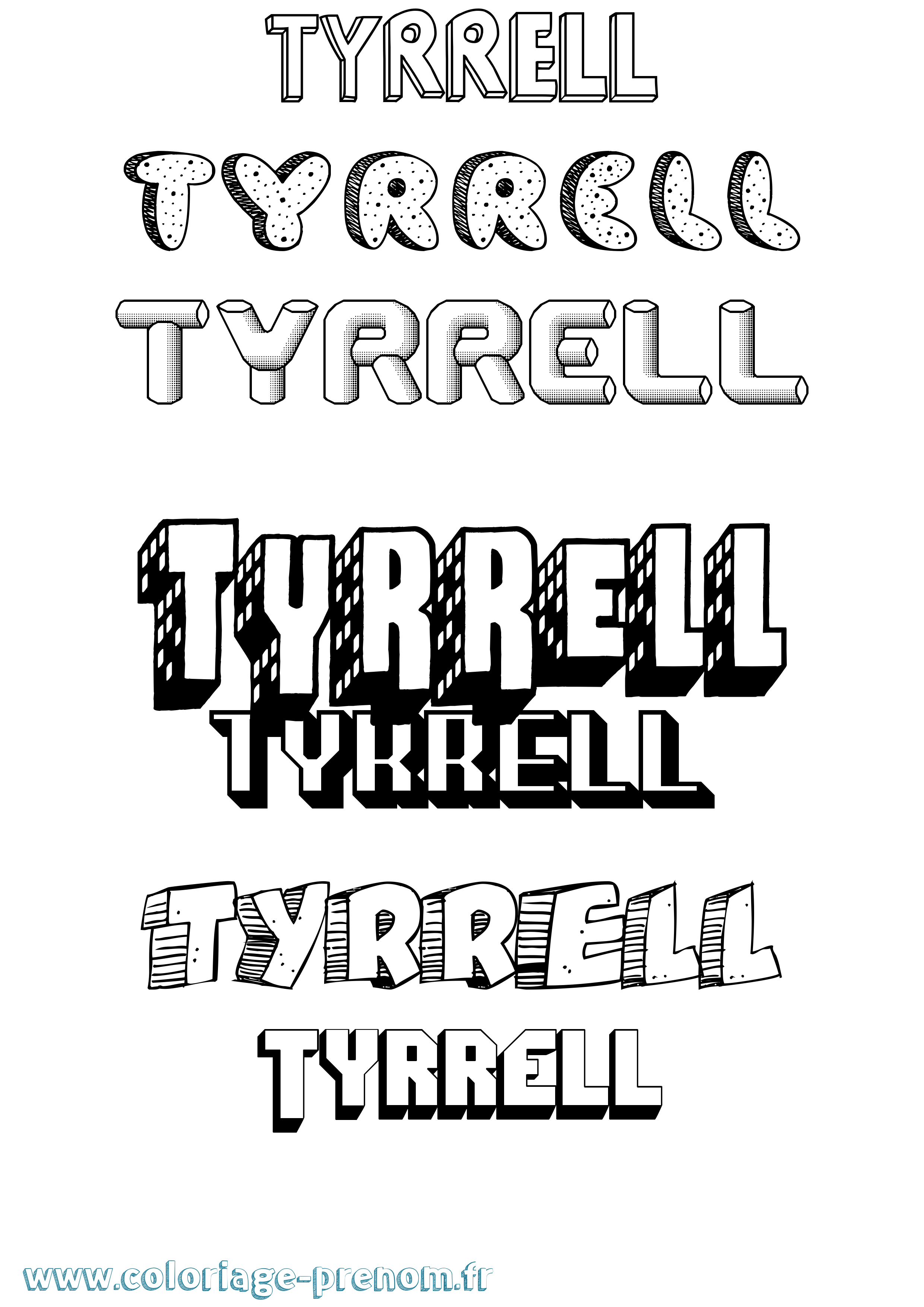 Coloriage Tyrrell Effet 3D Coloriage prénom Tyrrell Effet 3D