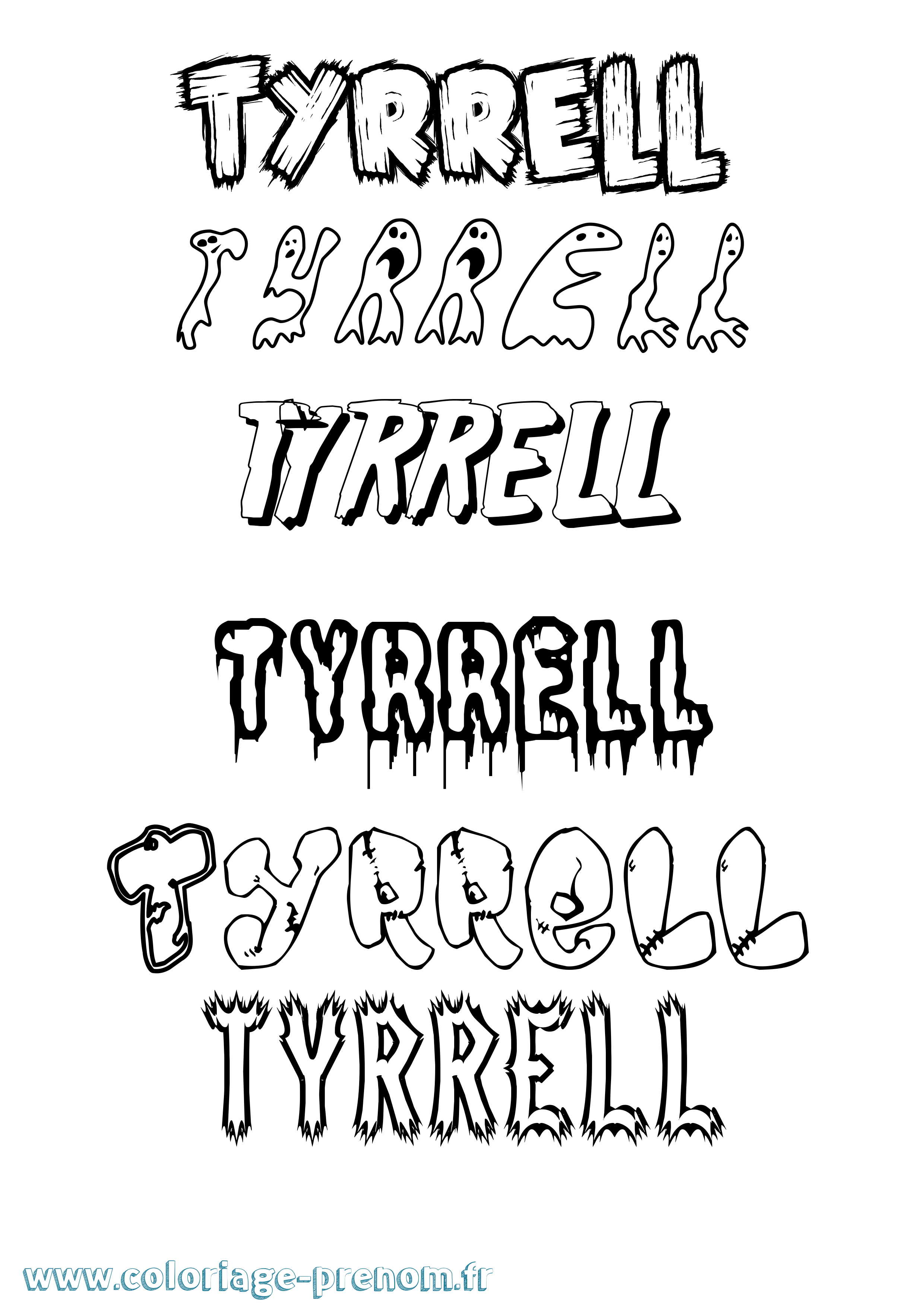 Coloriage Tyrrell Frisson Coloriage prénom Tyrrell Frisson