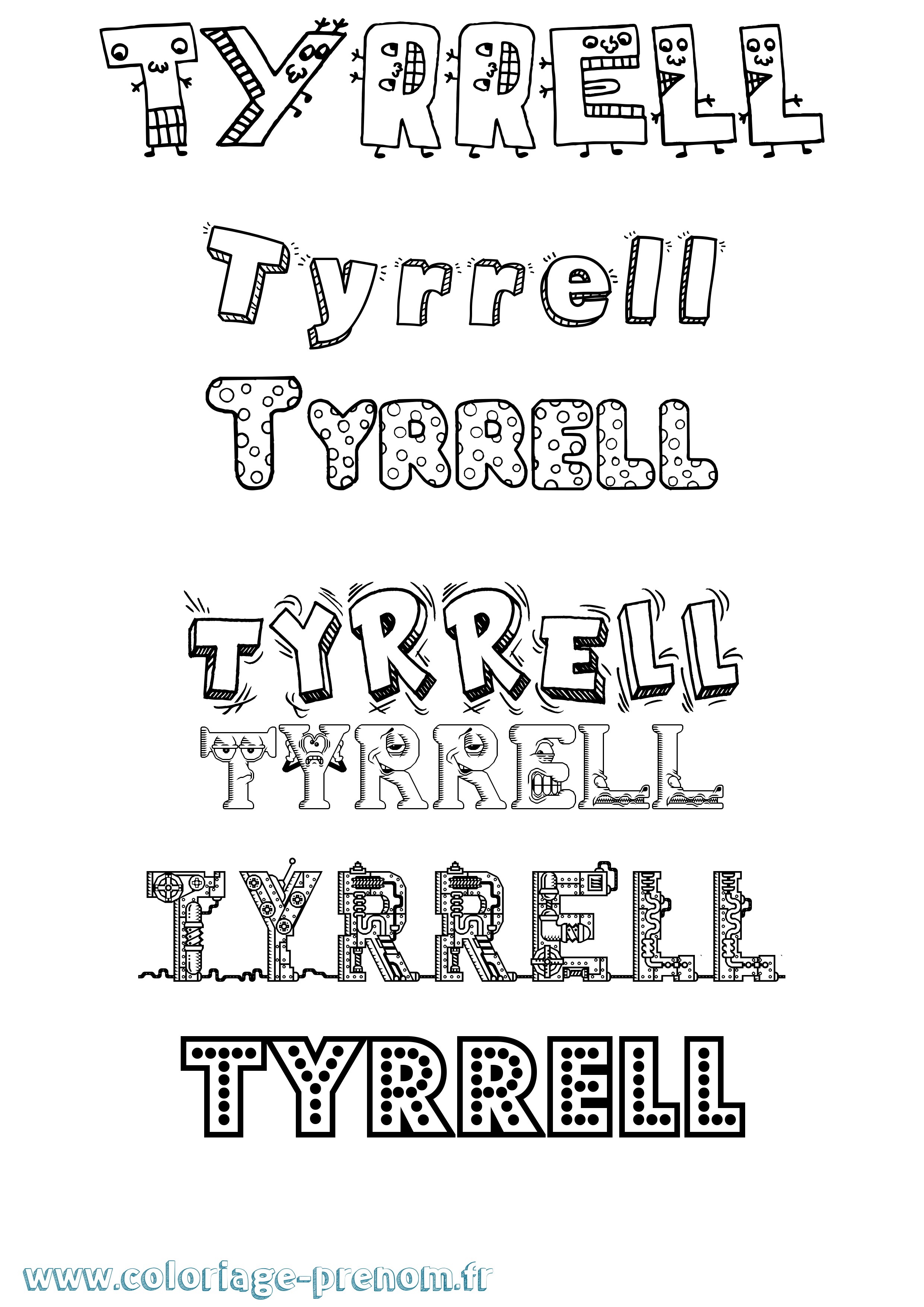 Coloriage Tyrrell Fun Coloriage prénom Tyrrell Fun