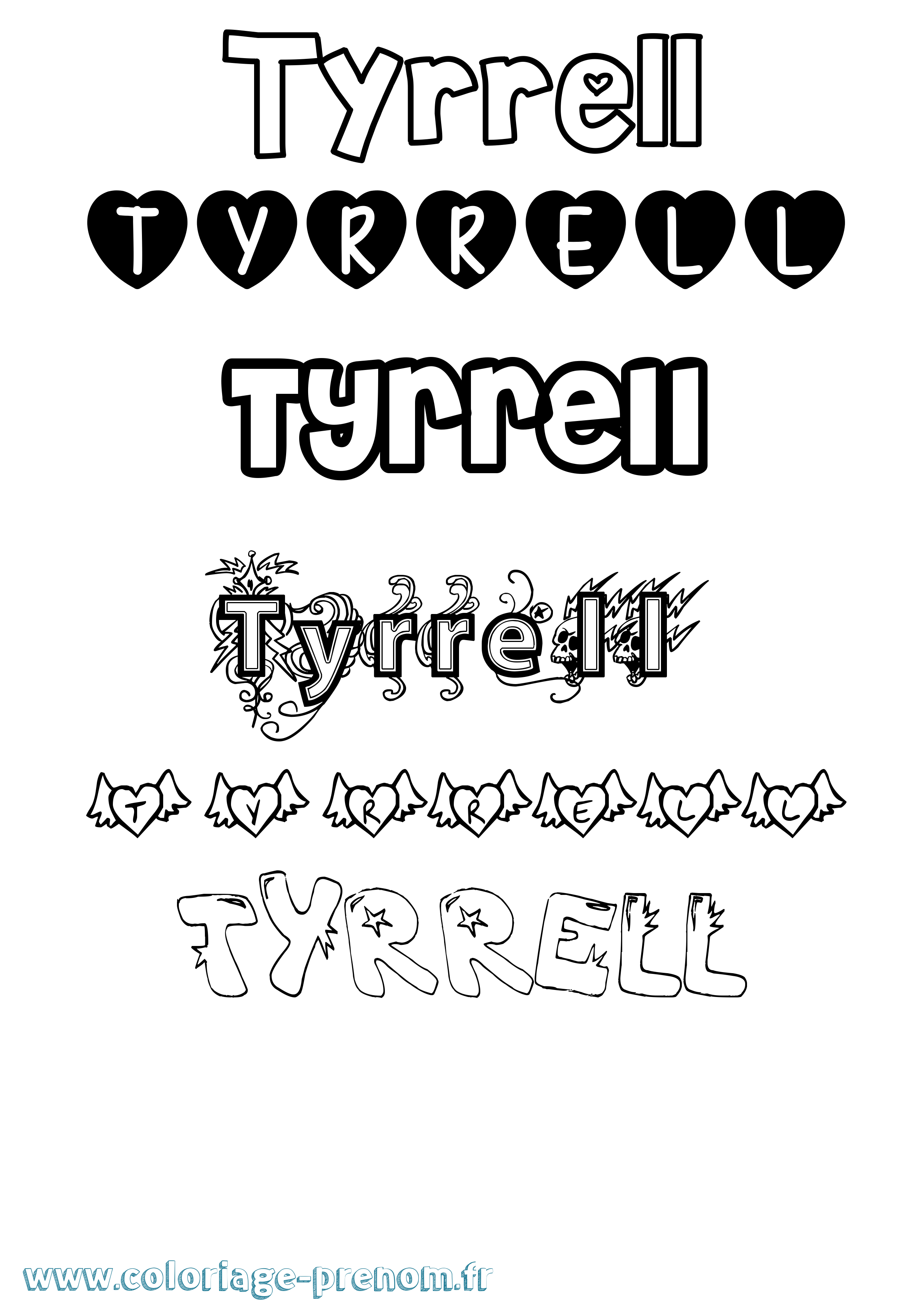 Coloriage Tyrrell Girly Coloriage prénom Tyrrell Girly