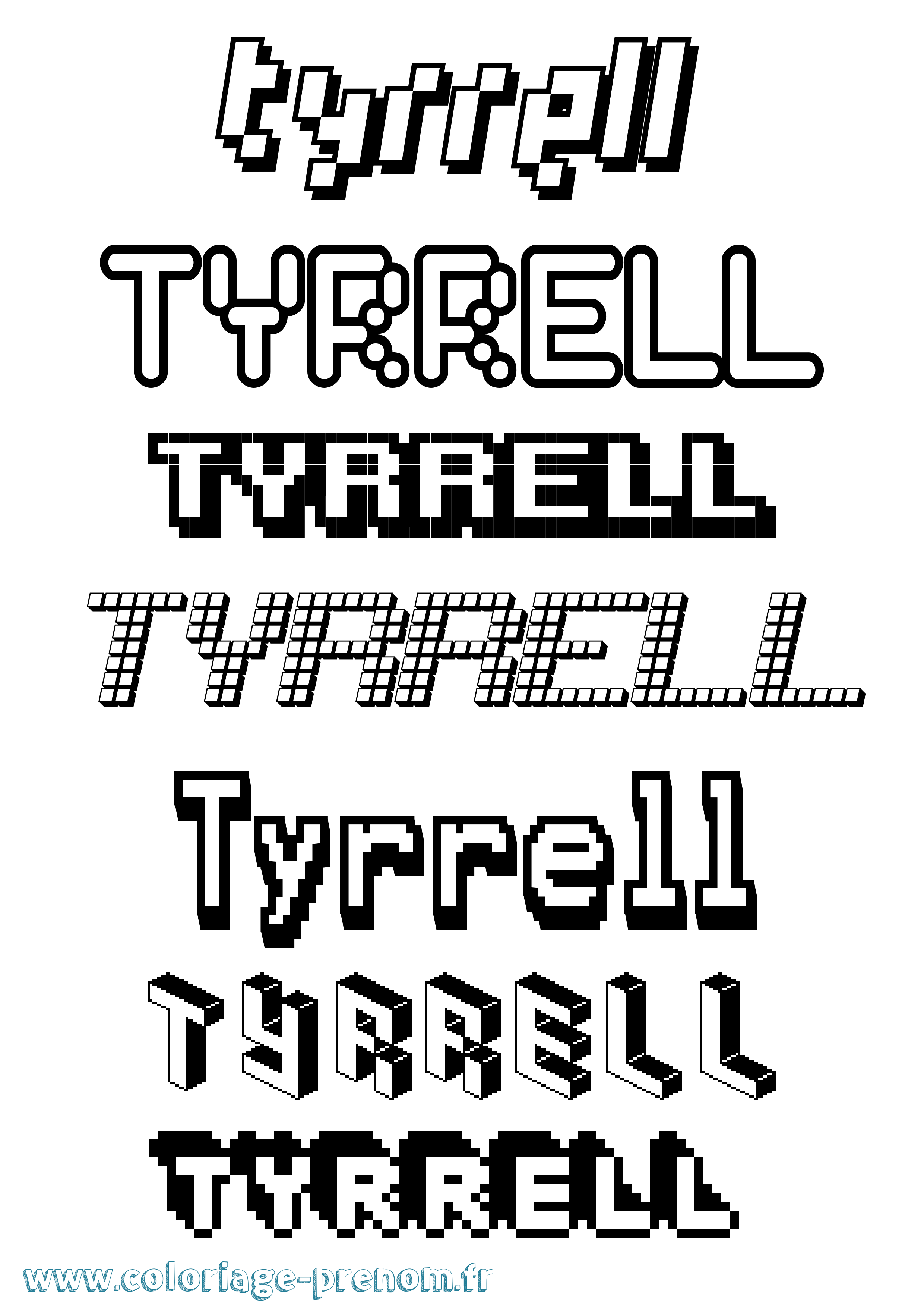 Coloriage Tyrrell Pixel Coloriage prénom Tyrrell Pixel