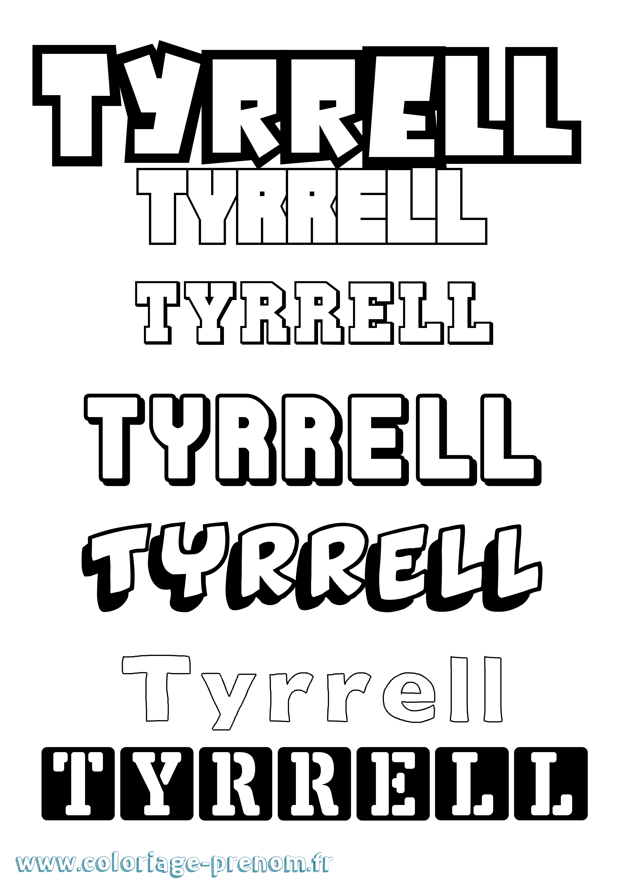 Coloriage Tyrrell Simple Coloriage prénom Tyrrell Simple