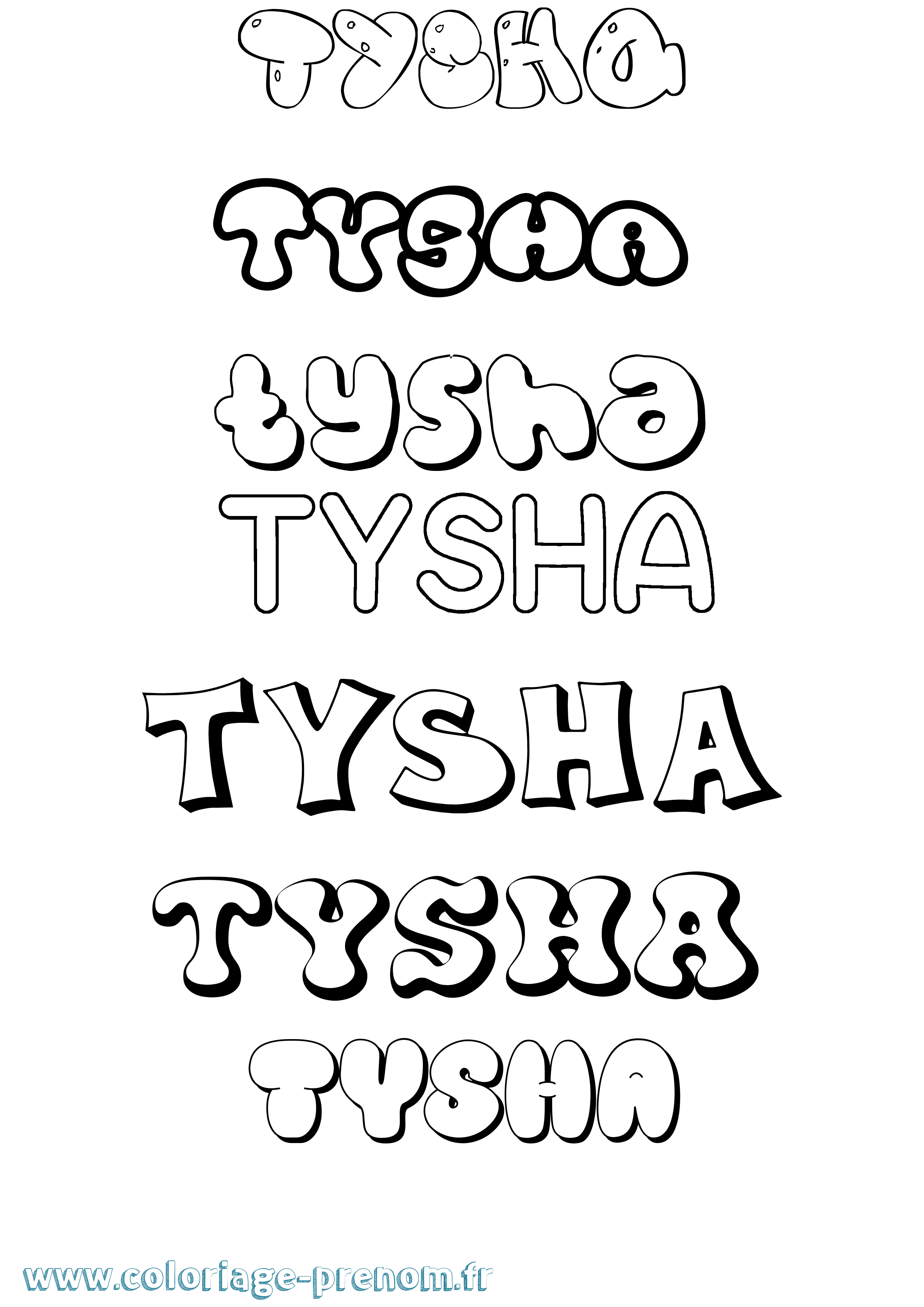 Coloriage Tysha Bubble Coloriage prénom Tysha Bubble