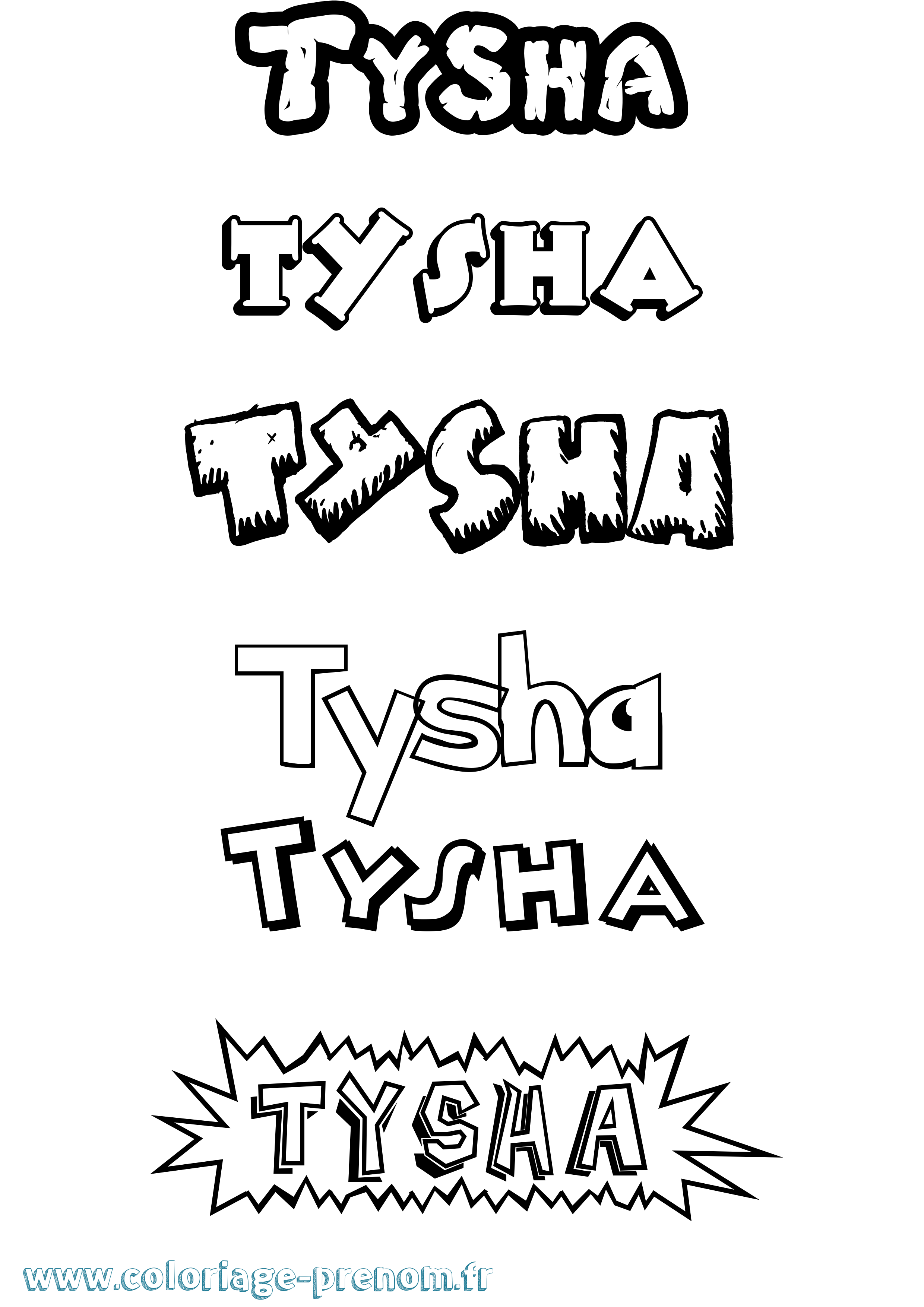 Coloriage Tysha Dessin Animé Coloriage prénom Tysha Dessin Animé