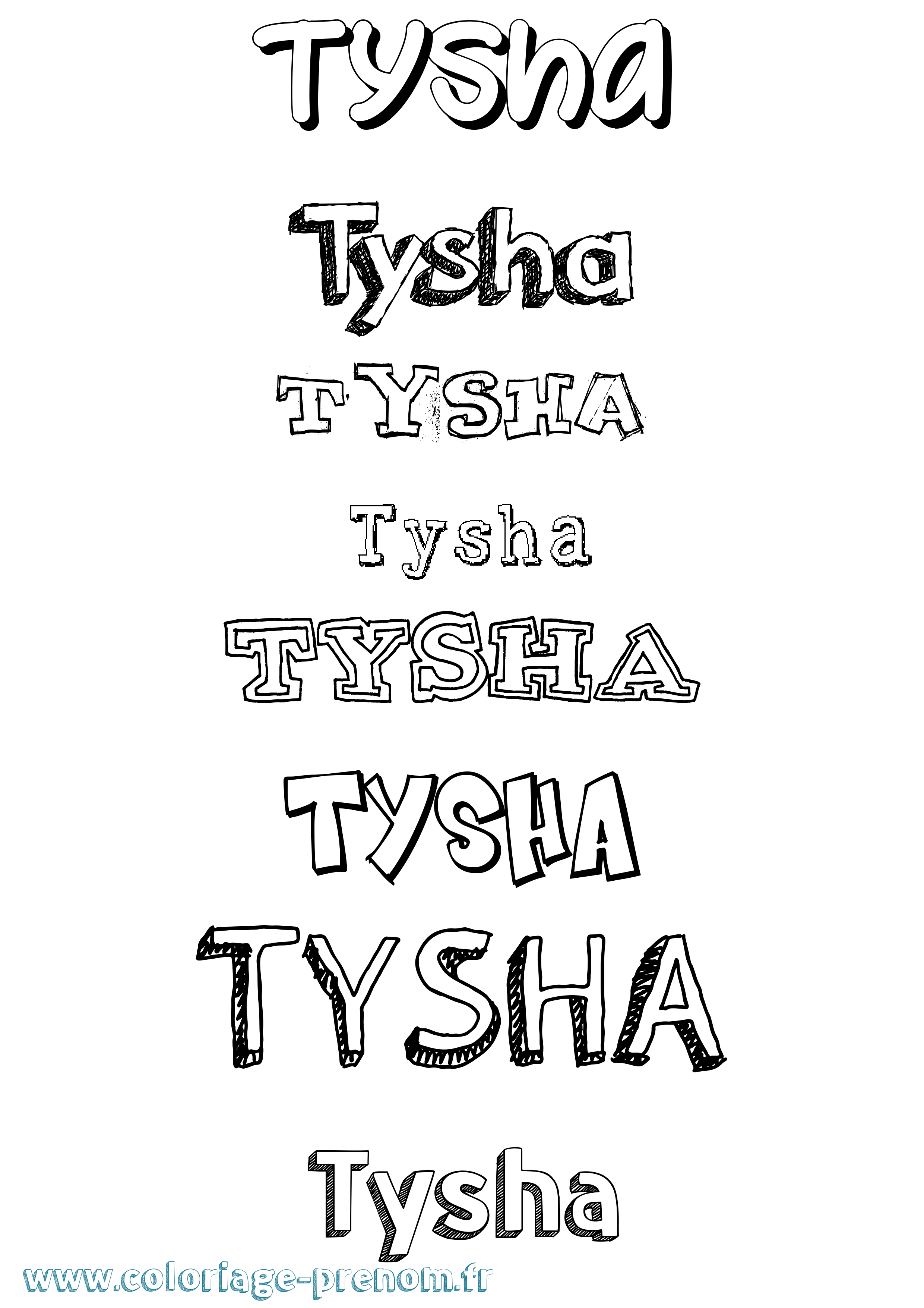 Coloriage Tysha Dessiné Coloriage prénom Tysha Dessiné
