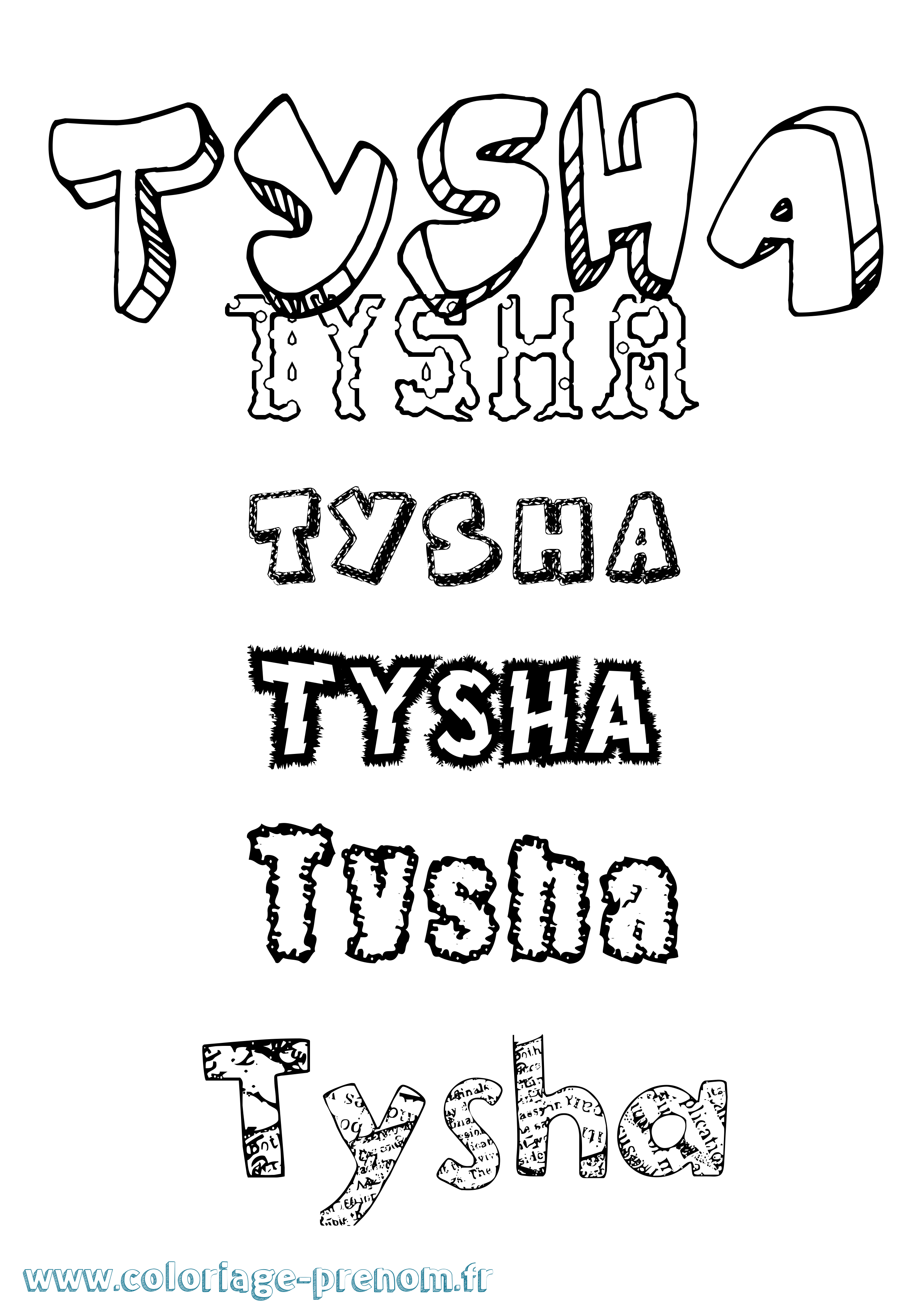 Coloriage Tysha Destructuré Coloriage prénom Tysha Destructuré