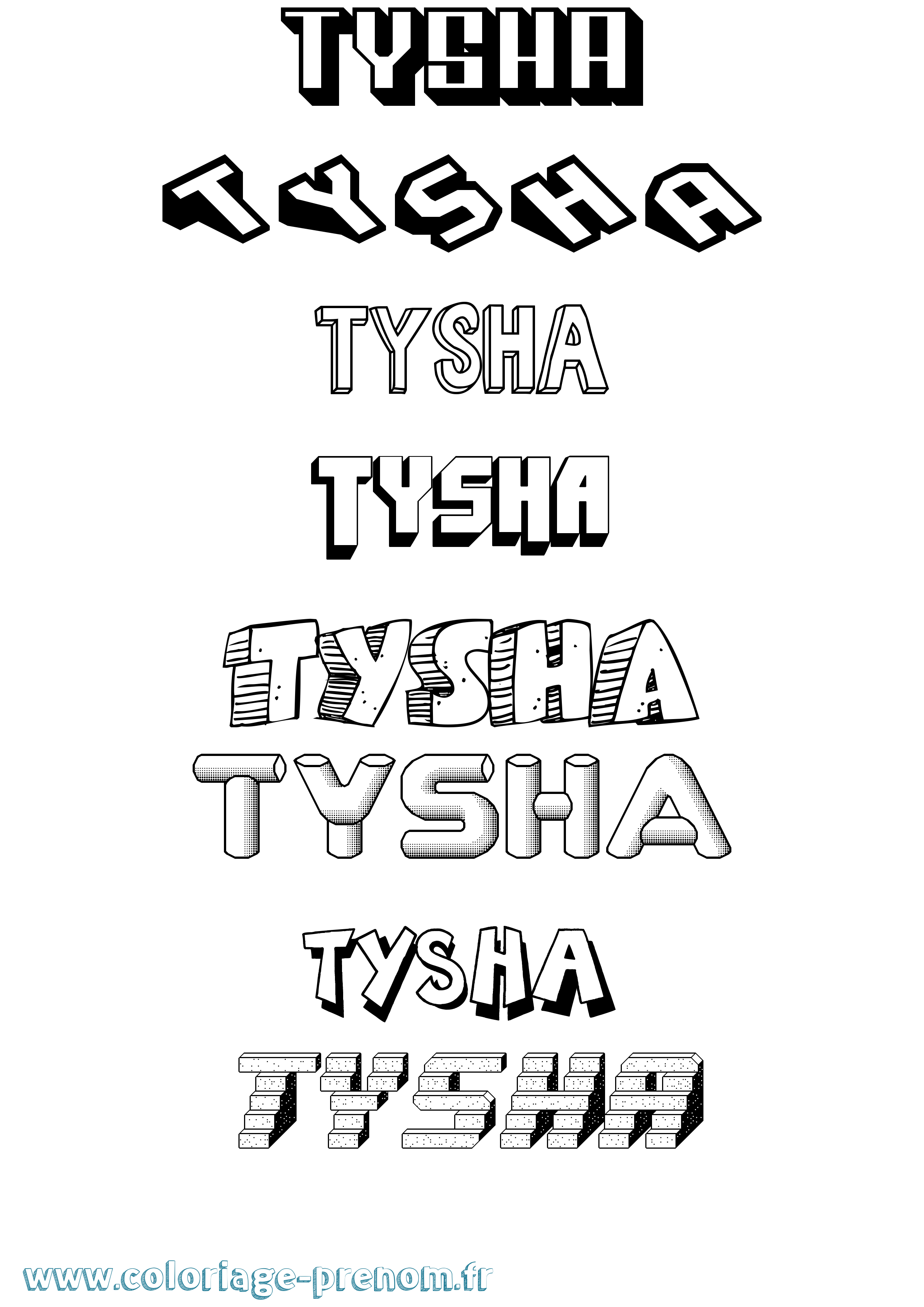 Coloriage Tysha Effet 3D Coloriage prénom Tysha Effet 3D