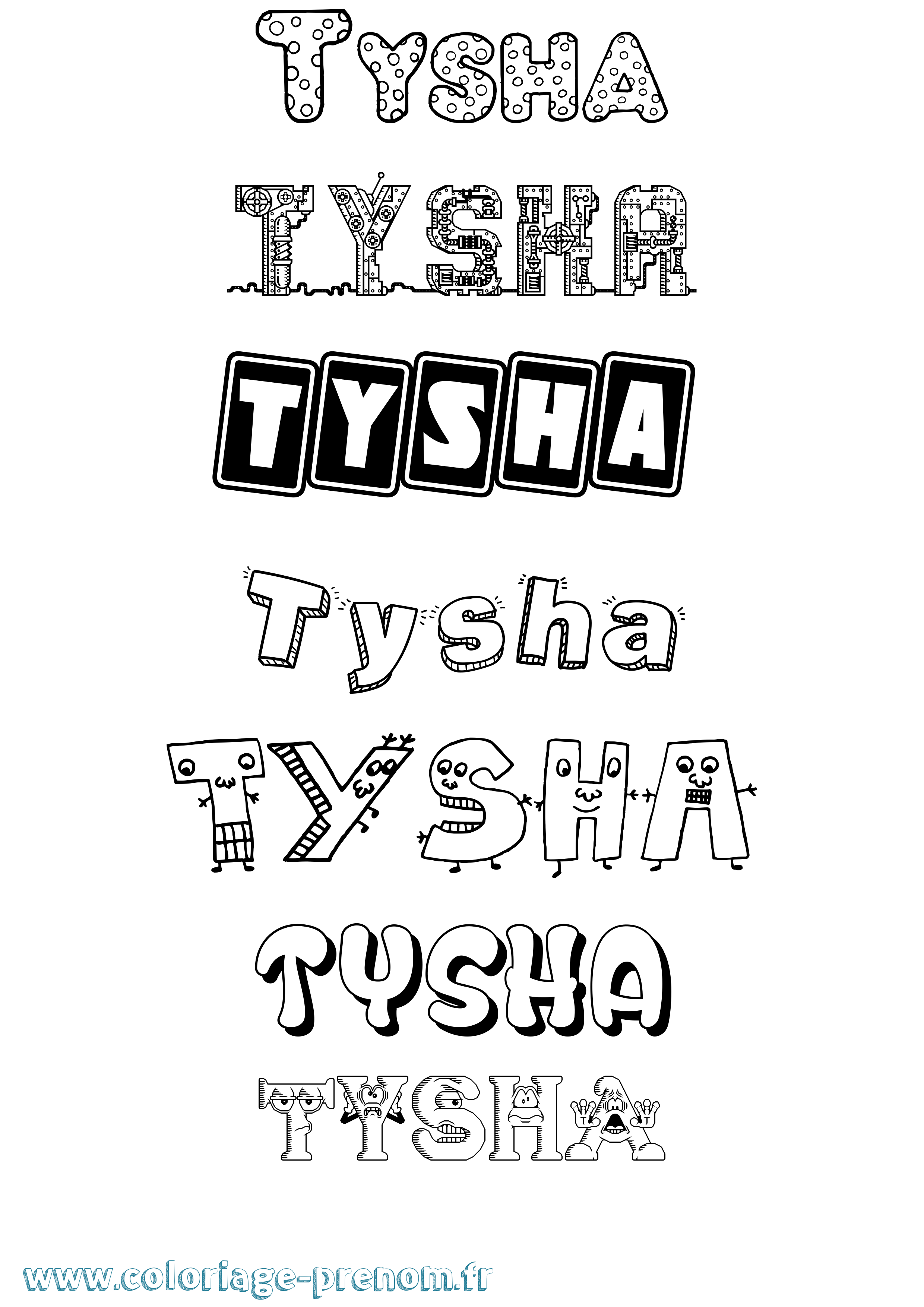Coloriage Tysha Fun Coloriage prénom Tysha Fun