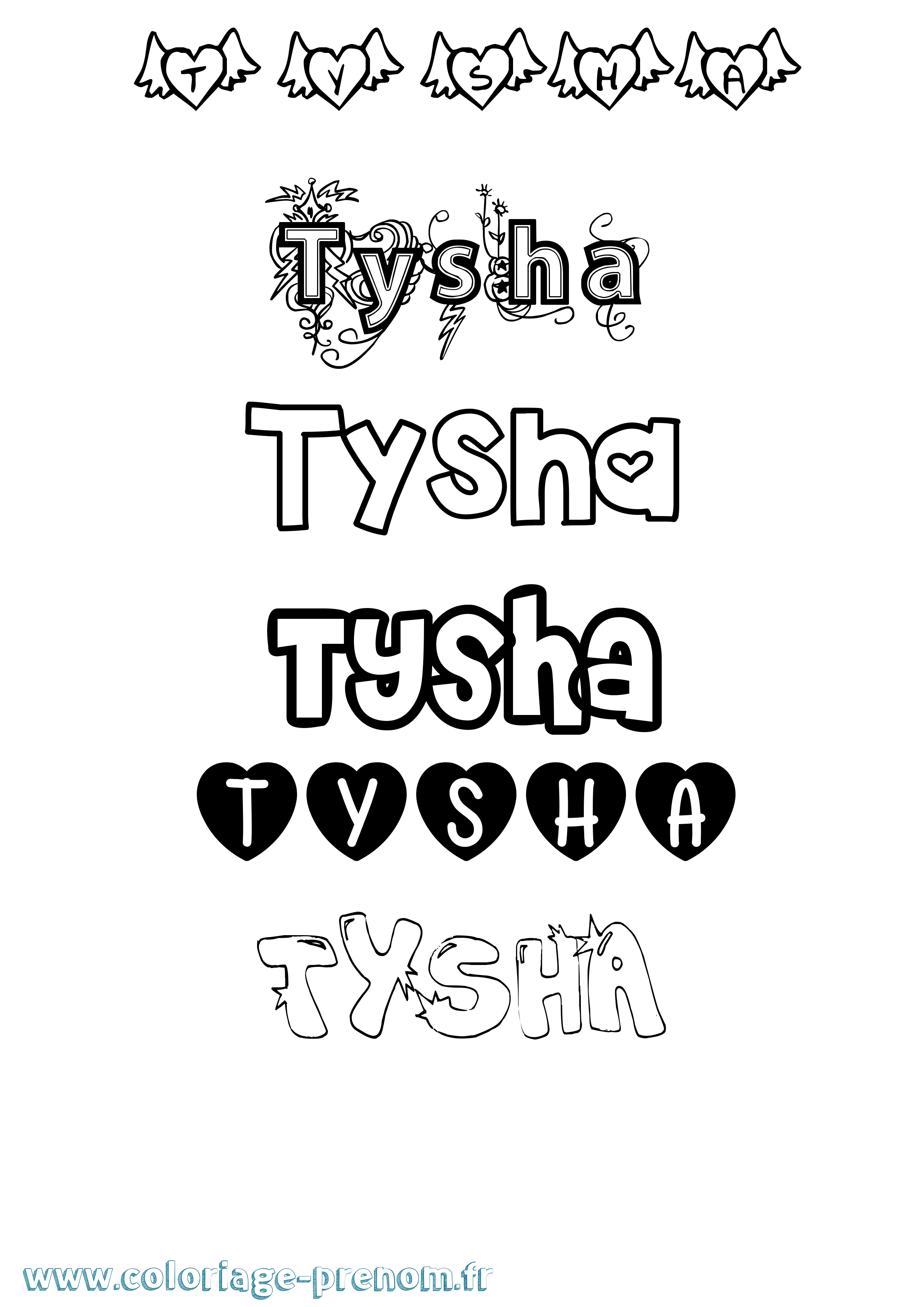 Coloriage Tysha Girly Coloriage prénom Tysha Girly