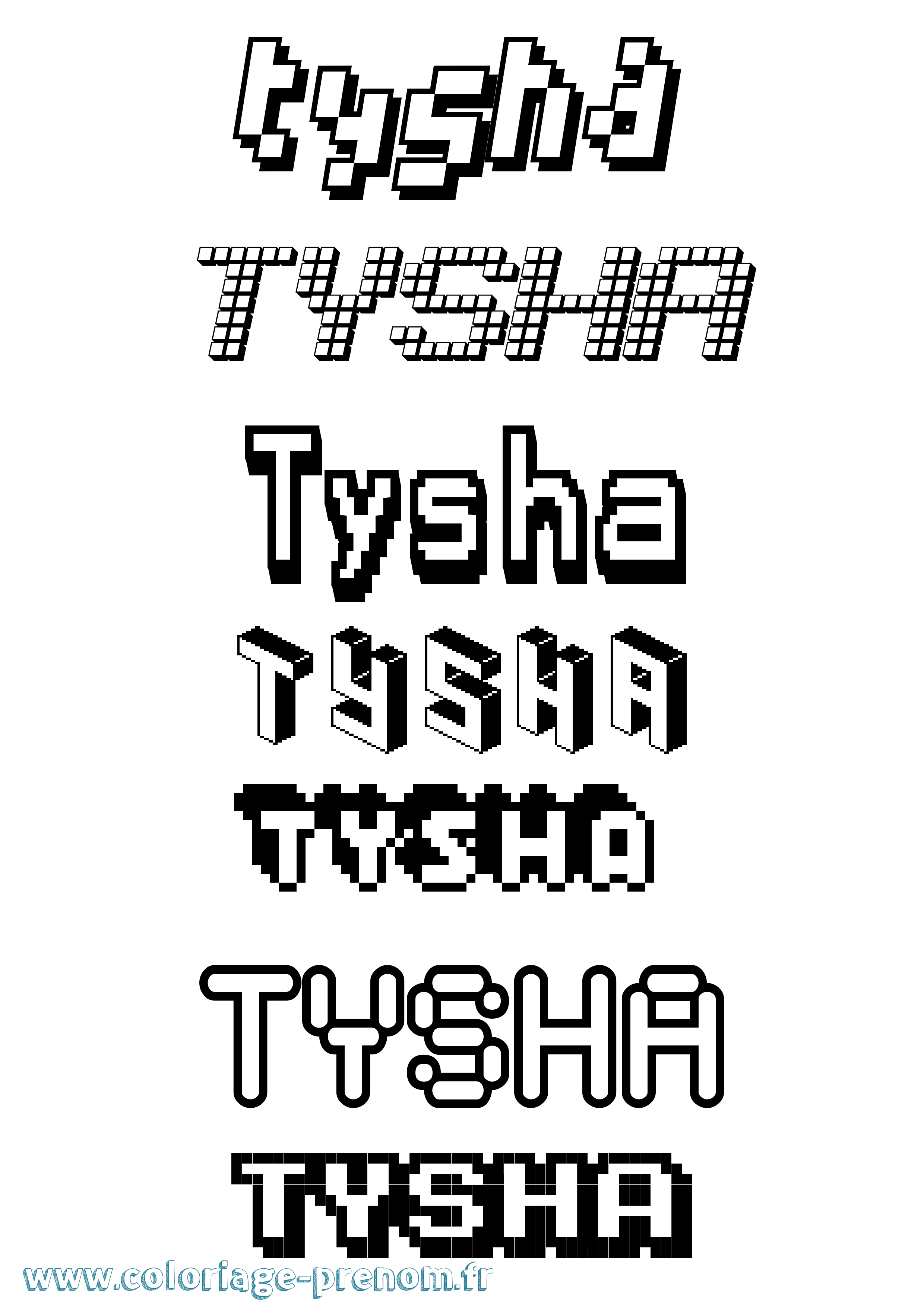 Coloriage Tysha Pixel Coloriage prénom Tysha Pixel