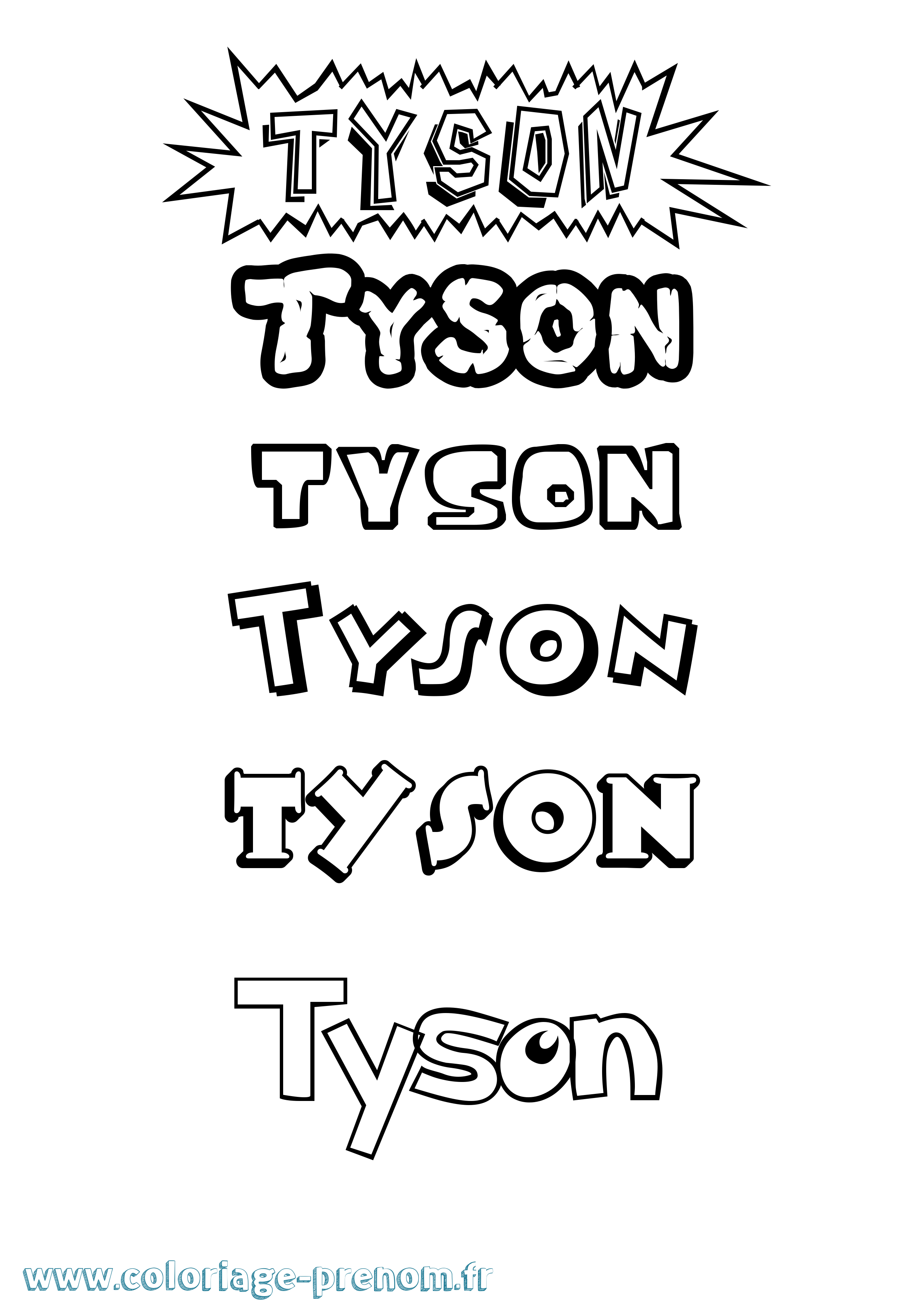 Coloriage Tyson Dessin Animé Coloriage prénom Tyson Dessin Animé